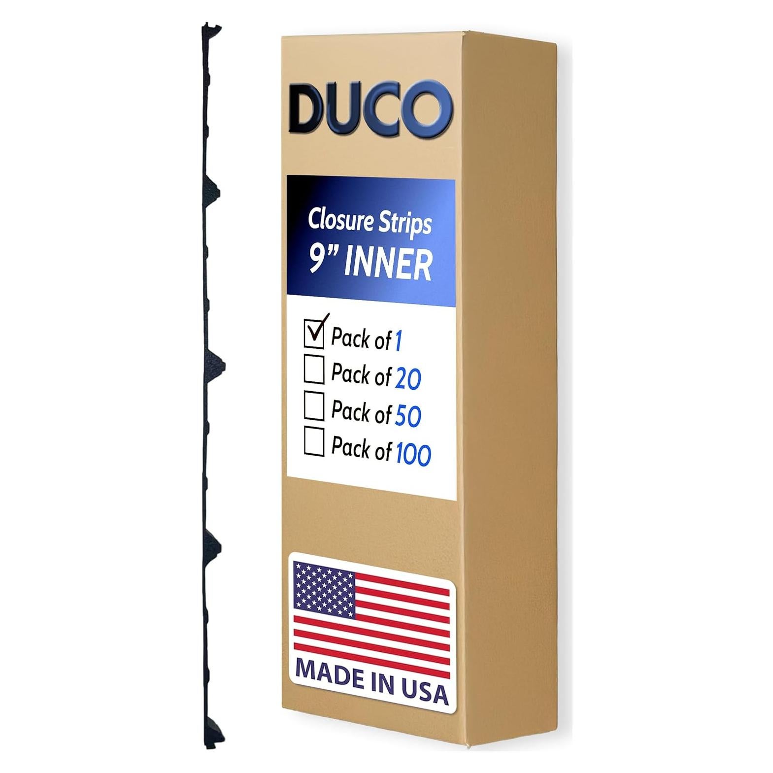 Cierre de Espuma Duco 3 pies Negro 9" Costilla para Techos