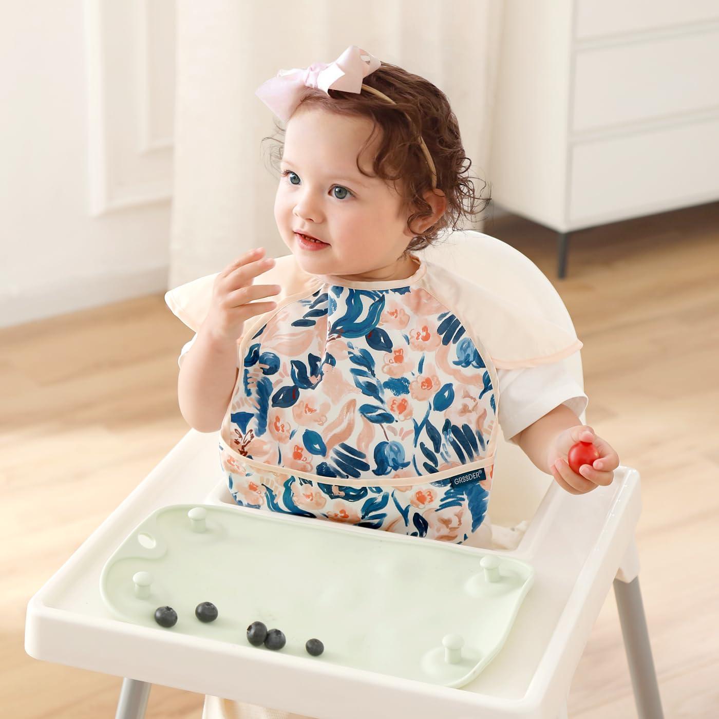 Baberos de Alimentación GRSSDER para Bebés 6-36 Meses, Impermeables