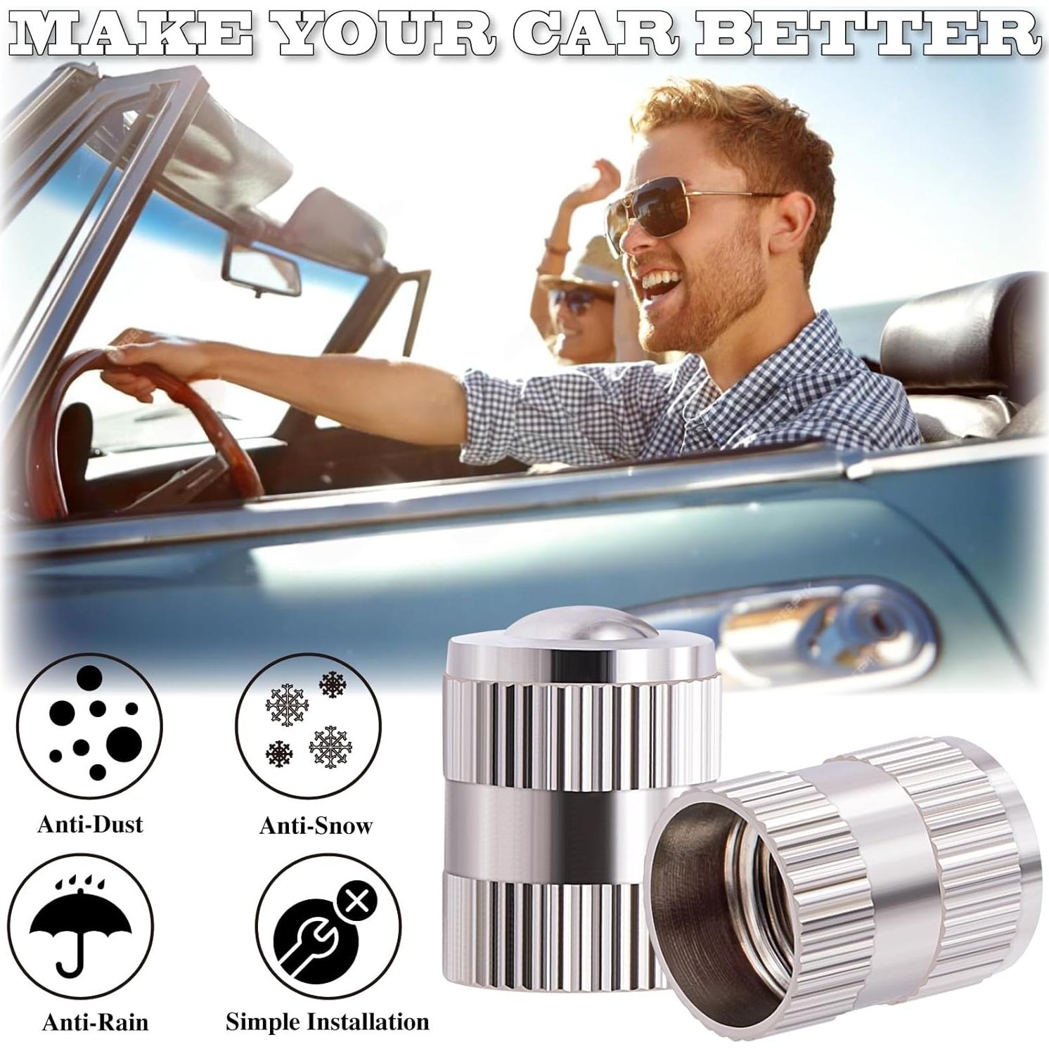 8 Tapones de Válvula de Neumático MEAJOO de Latón y Goma