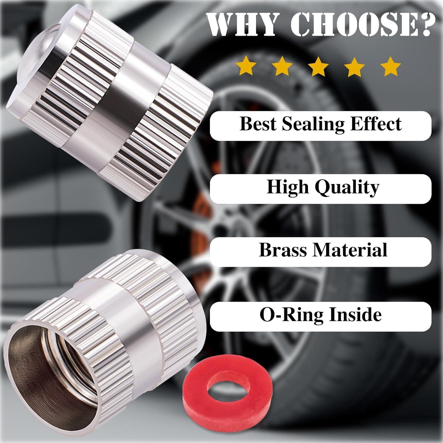 8 Tapones de Válvula de Neumático MEAJOO de Latón y Goma