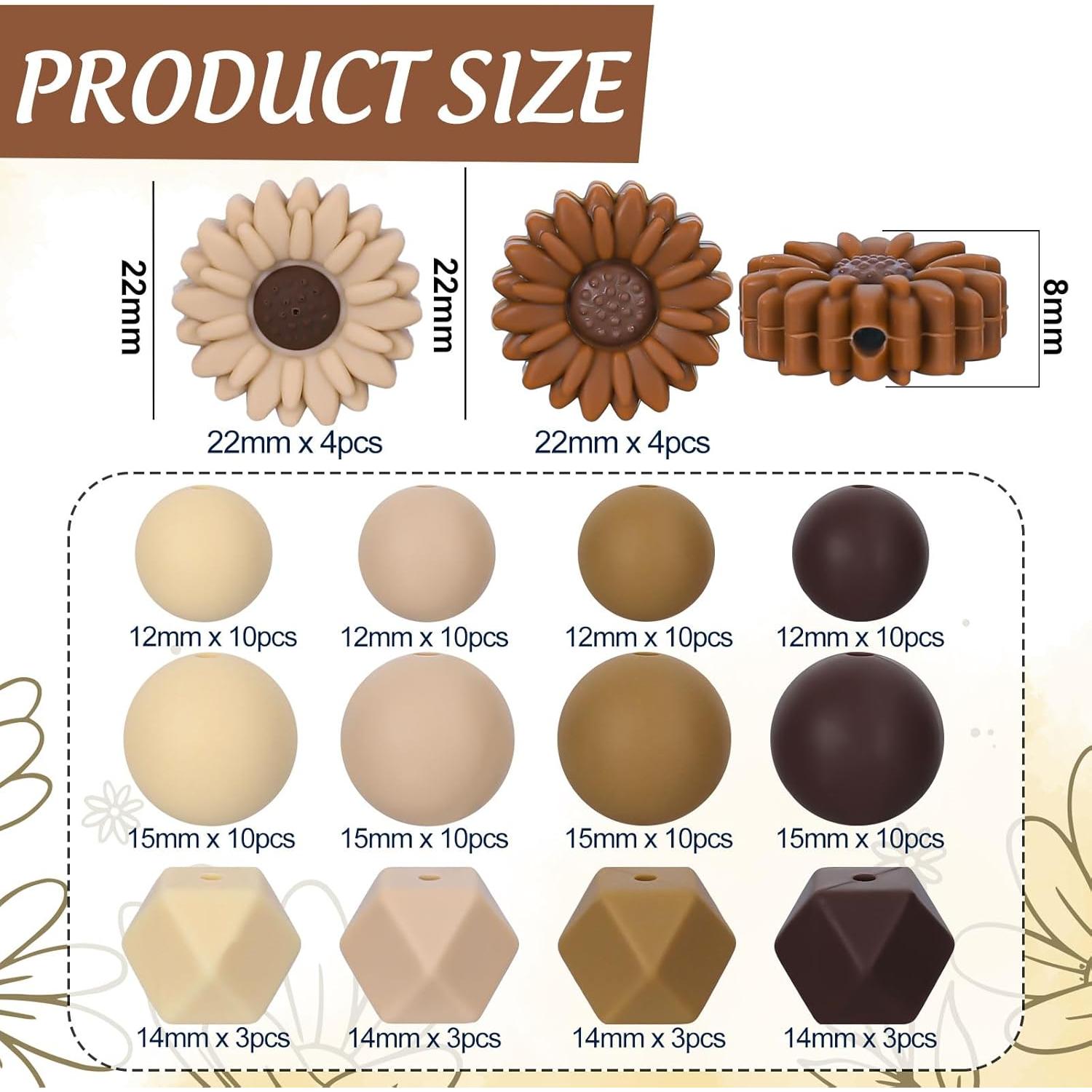 Whaline 100 Perlas de Silicona Marrón para Manualidades DIY