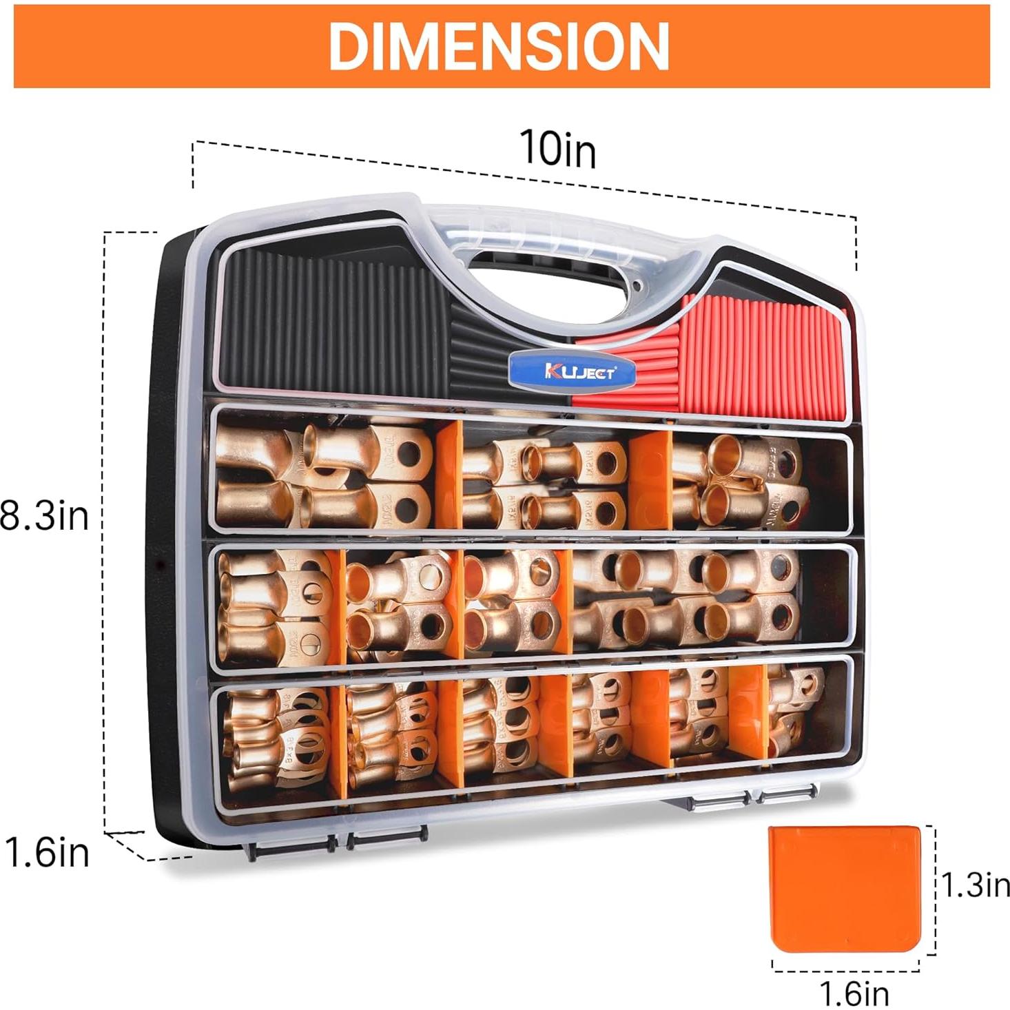 Kit de Terminales de Cobre Kuject 120PCS AWG 1-2-4-6-8