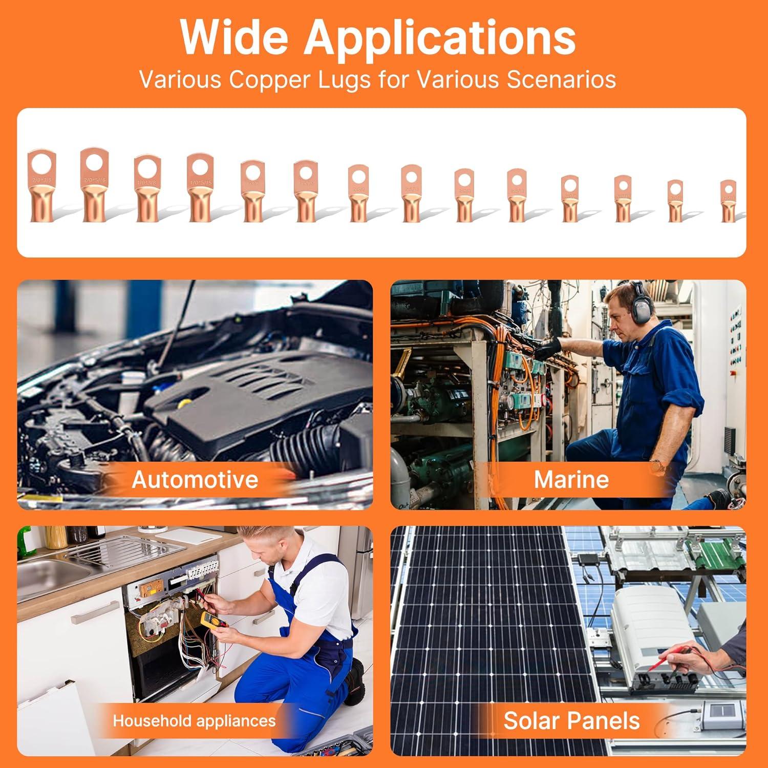 Kit de Terminales de Cobre Kuject 120PCS AWG 1-2-4-6-8