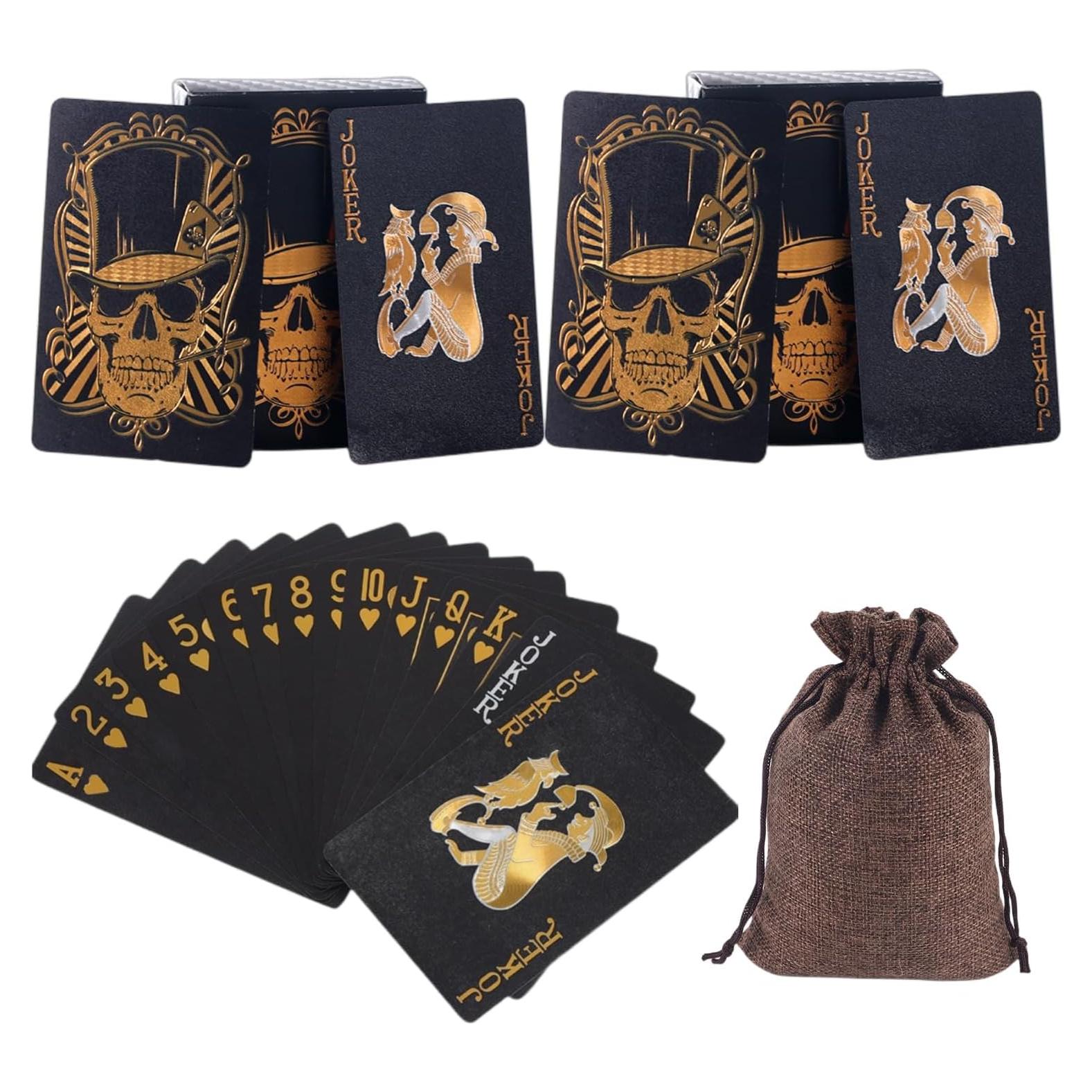 Paquete de 2 Barajas de Cartas de Póker Negras con Calavera - Yaocoral