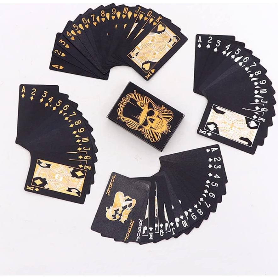 Paquete de 2 Barajas de Cartas de Póker Negras con Calavera - Yaocoral