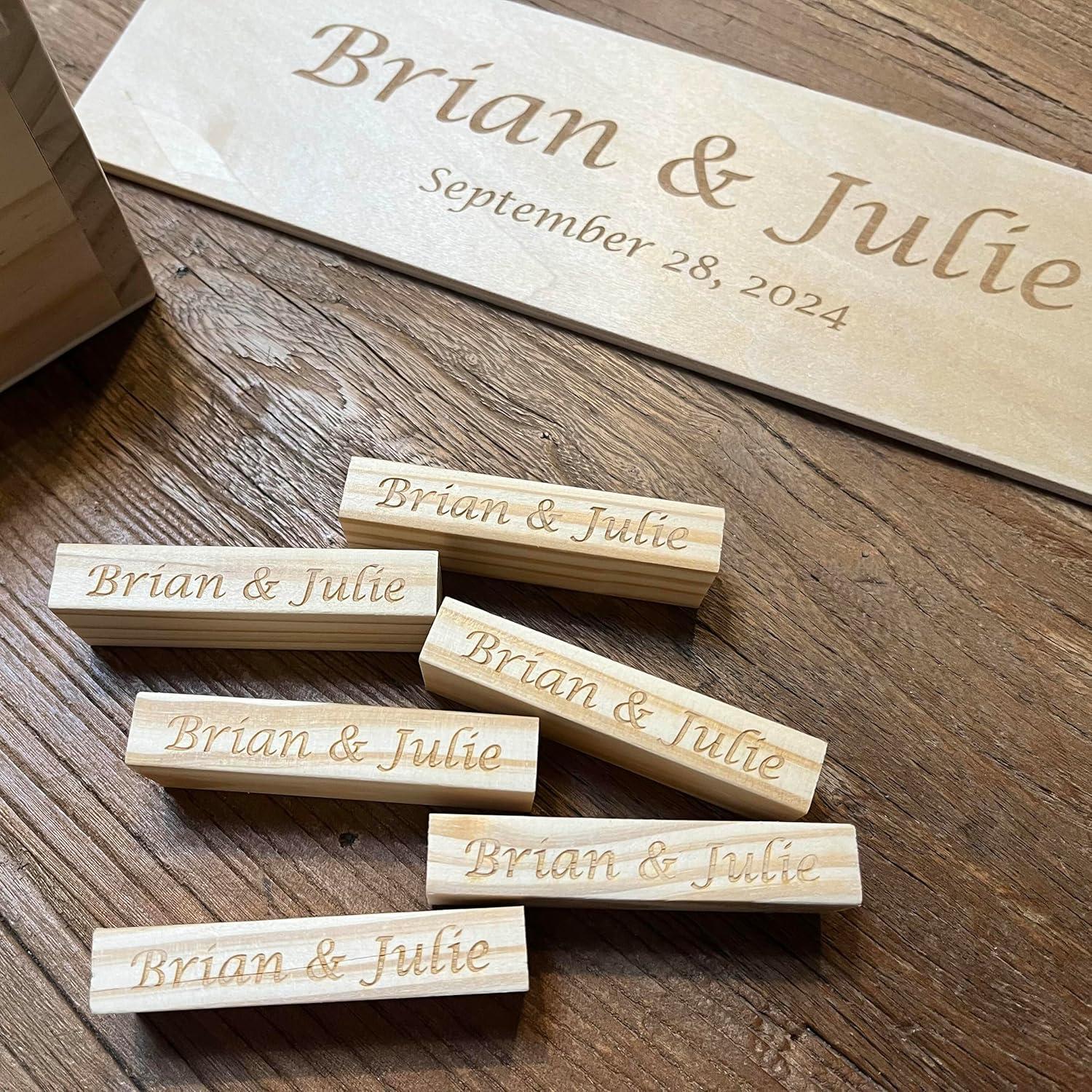 Libro de Invitados de Boda Personalizado WE Games - 54 Bloques de Madera