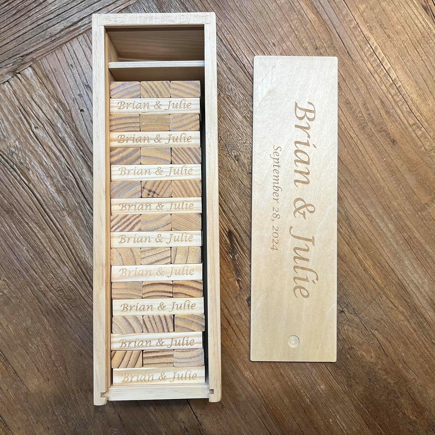 Libro de Invitados de Boda Personalizado WE Games - 54 Bloques de Madera