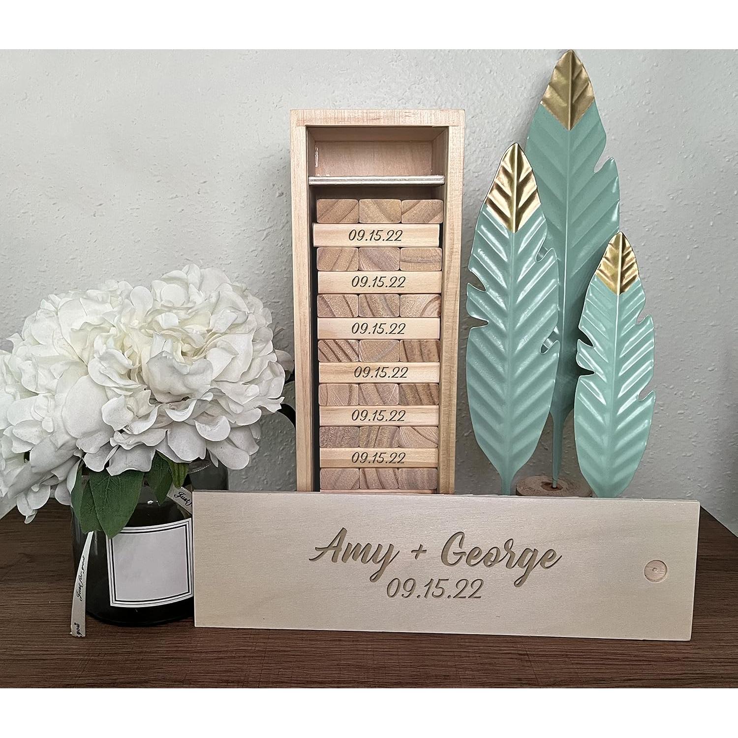 Libro de Invitados de Boda Personalizado WE Games - 54 Bloques de Madera