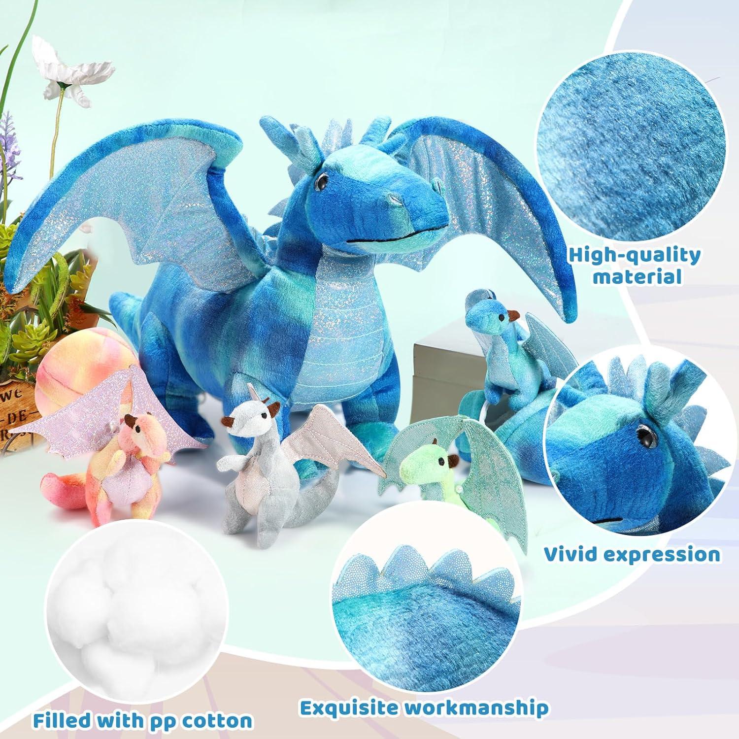 Conjunto de Juguetes de Dragón Deekin 7 Pcs 40 cm Peluche