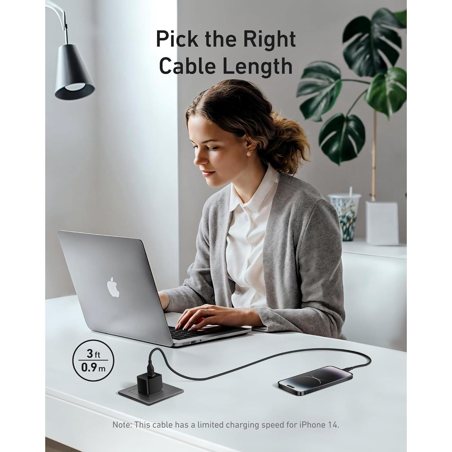 Cable USB A a Lightning Anker 0.91 m, Carga Rápida y Duradera