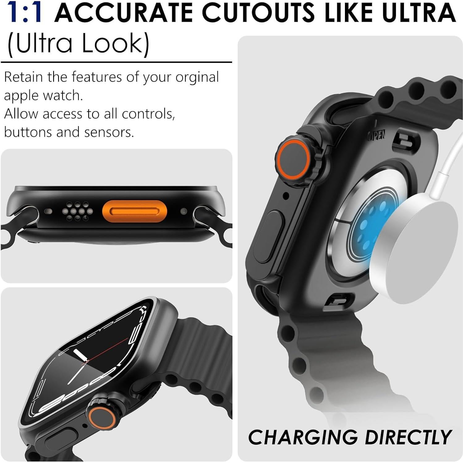 Carcasa Protectora Fullife 2 en 1 para Apple Watch 40mm Negra