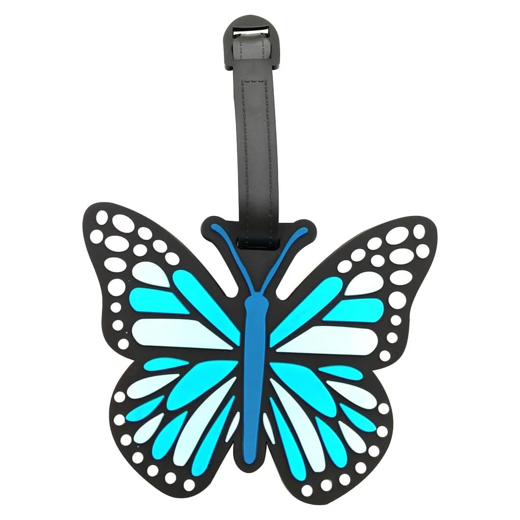 Etiquetas de Equipaje de Silicona Mariposa QFSH Azul