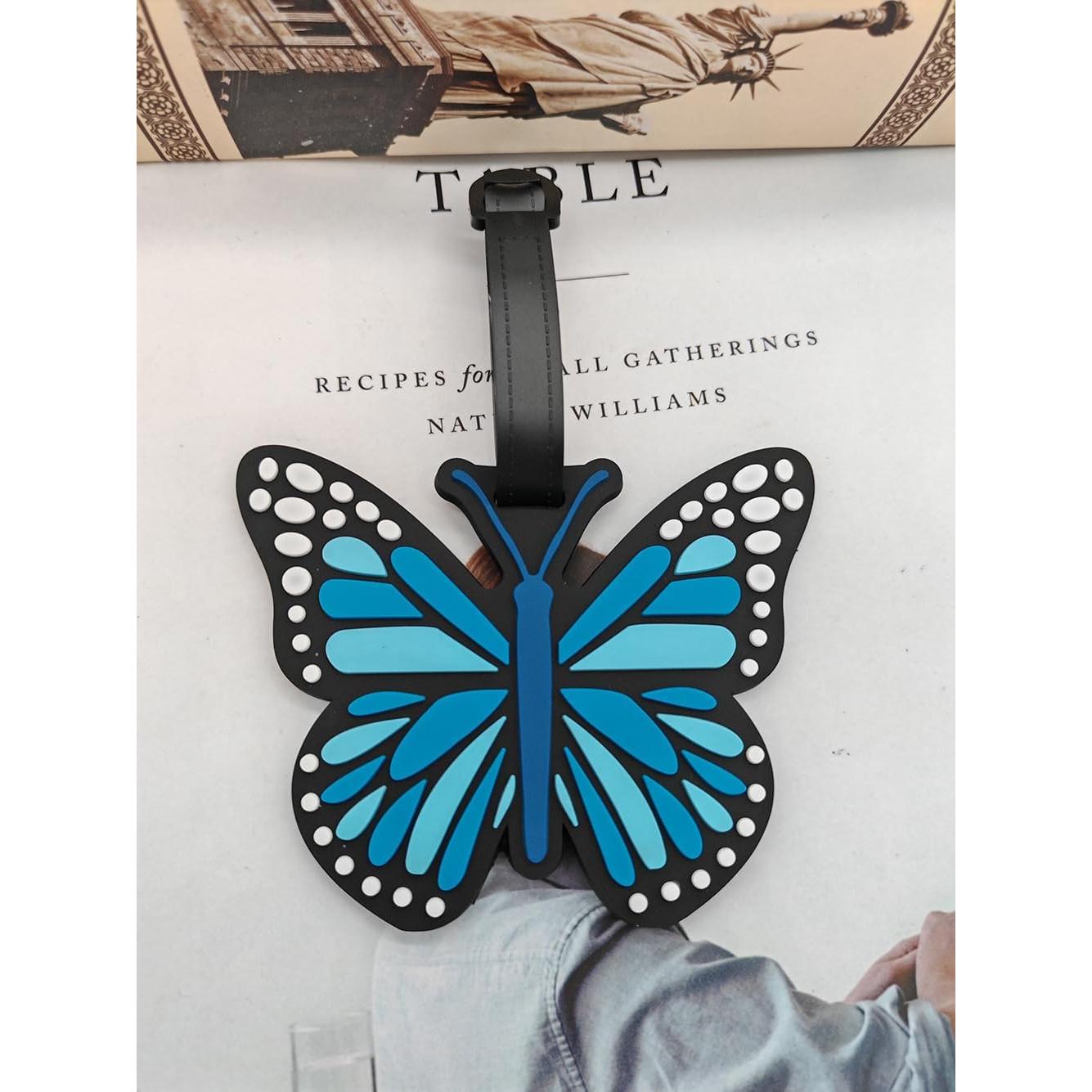 Etiquetas de Equipaje de Silicona Mariposa QFSH Azul