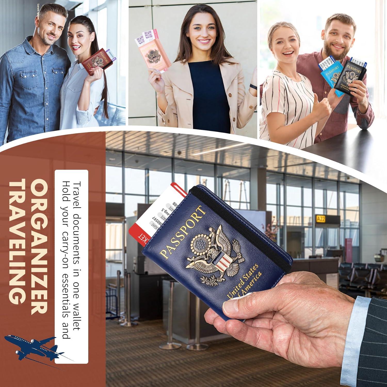 Billetera de Pasaporte XMLINPER con Bloqueo RFID - Azul y Negro