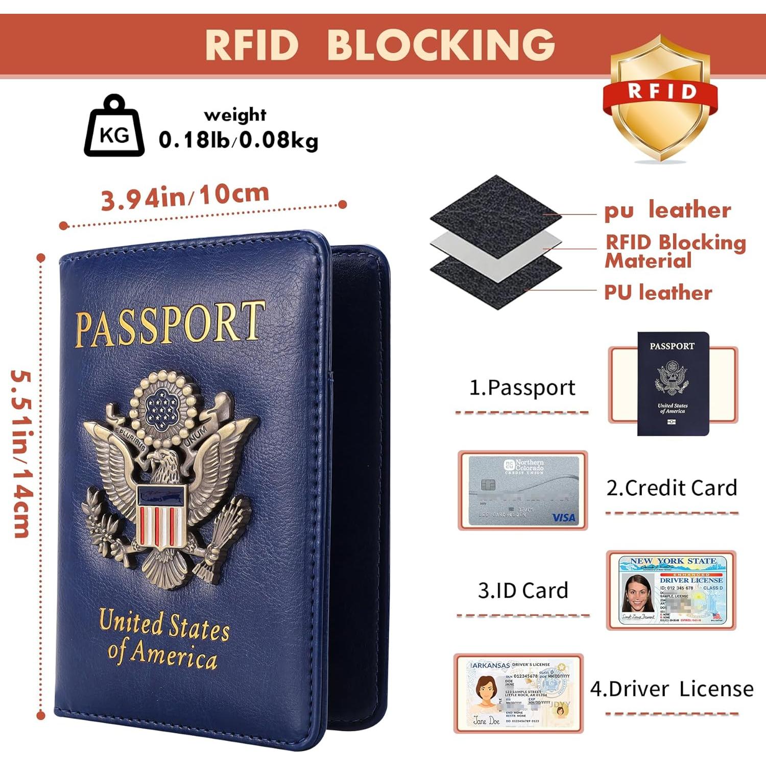 Billetera de Pasaporte XMLINPER con Bloqueo RFID - Azul y Negro
