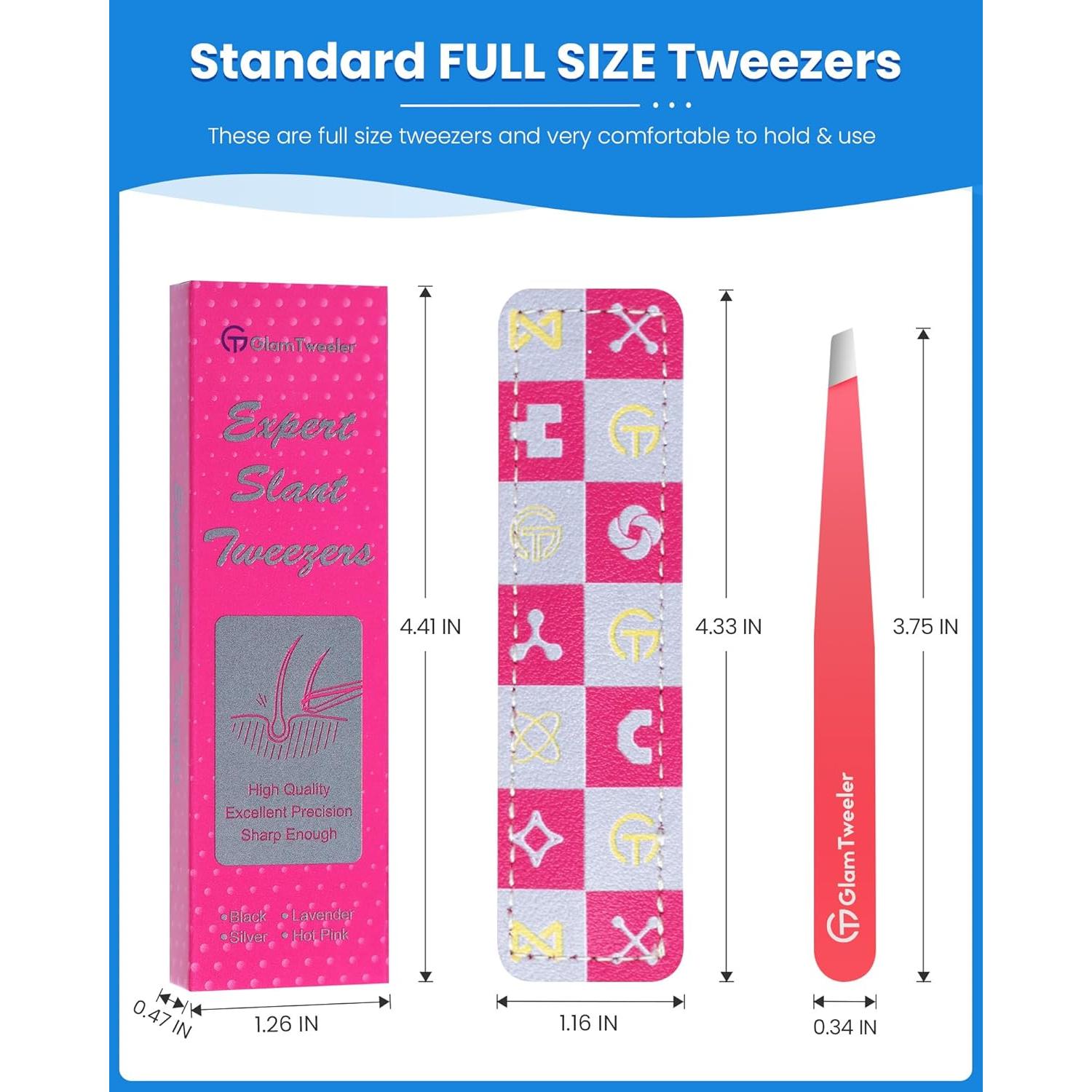 Pinzas de Depilación GlamTweeler con Estuche de Cuero Rosa