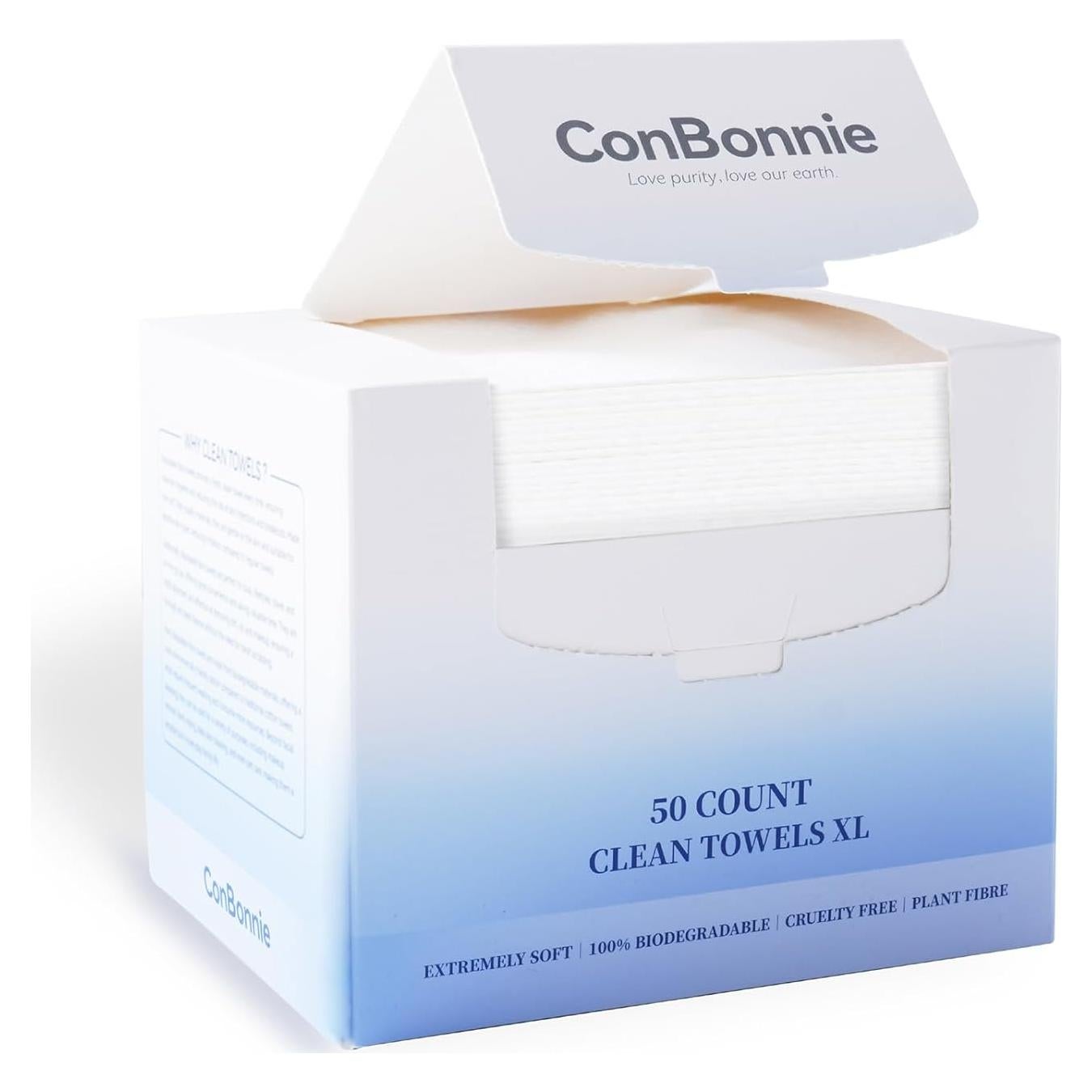 Toallas Faciales Desechables Conbonnie XL 50 Unidades Biodegradables