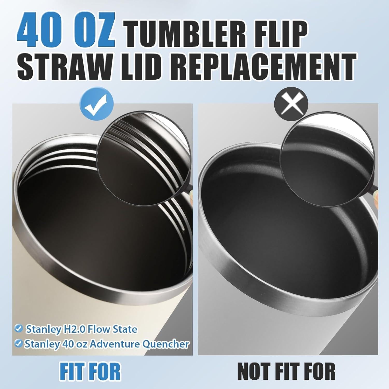 Tapa de Popote Flip JaunniQir para Vaso Stanley 40 oz Negra