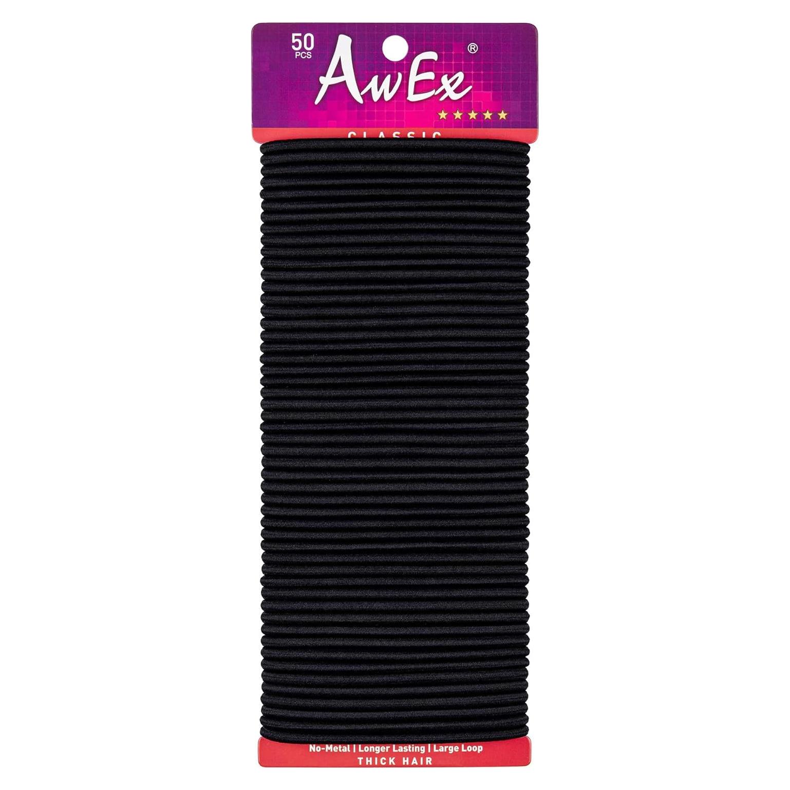 Sujetadores de Cabello AwEx Grande Negro 50 PCS 4 mm Sin Metal