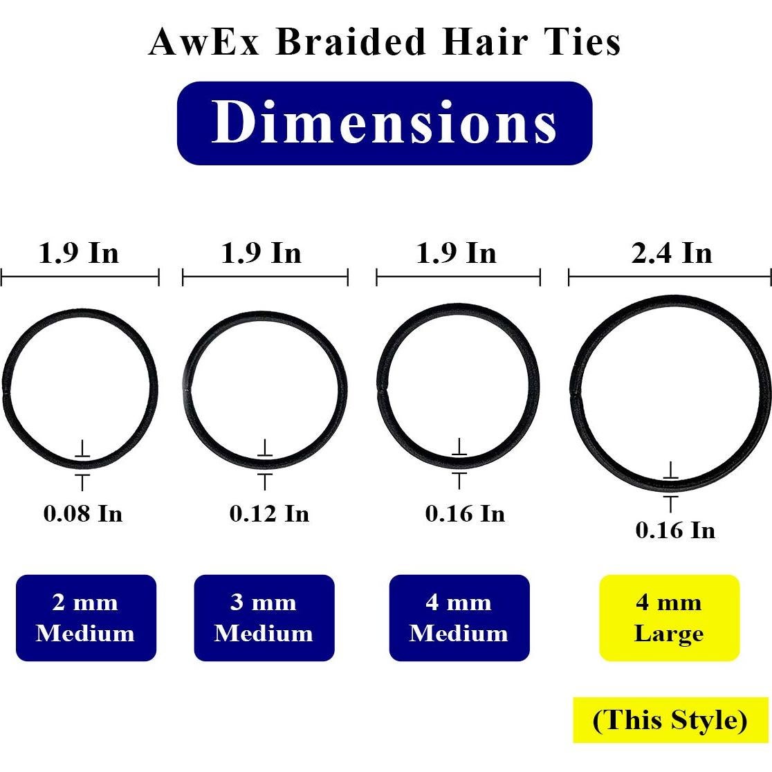 Sujetadores de Cabello AwEx Grande Negro 50 PCS 4 mm Sin Metal