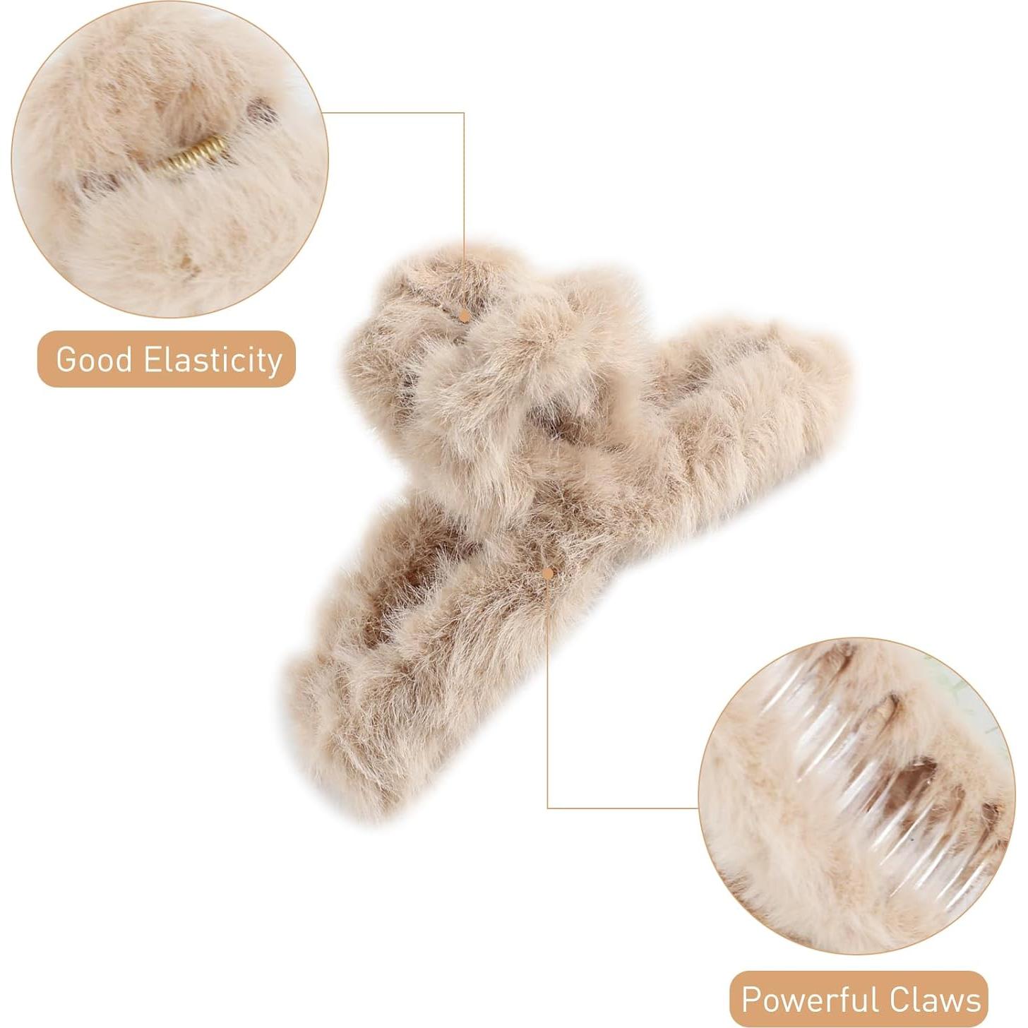 VinBee 4 Clips de Pelo Peludos para Cabello Grueso 11.43 cm