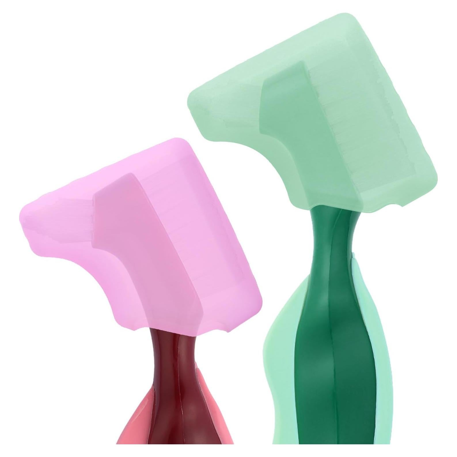 Funda de Cepillo de Dentadura Anbbas 2pcs Silicona Verde y Rosa