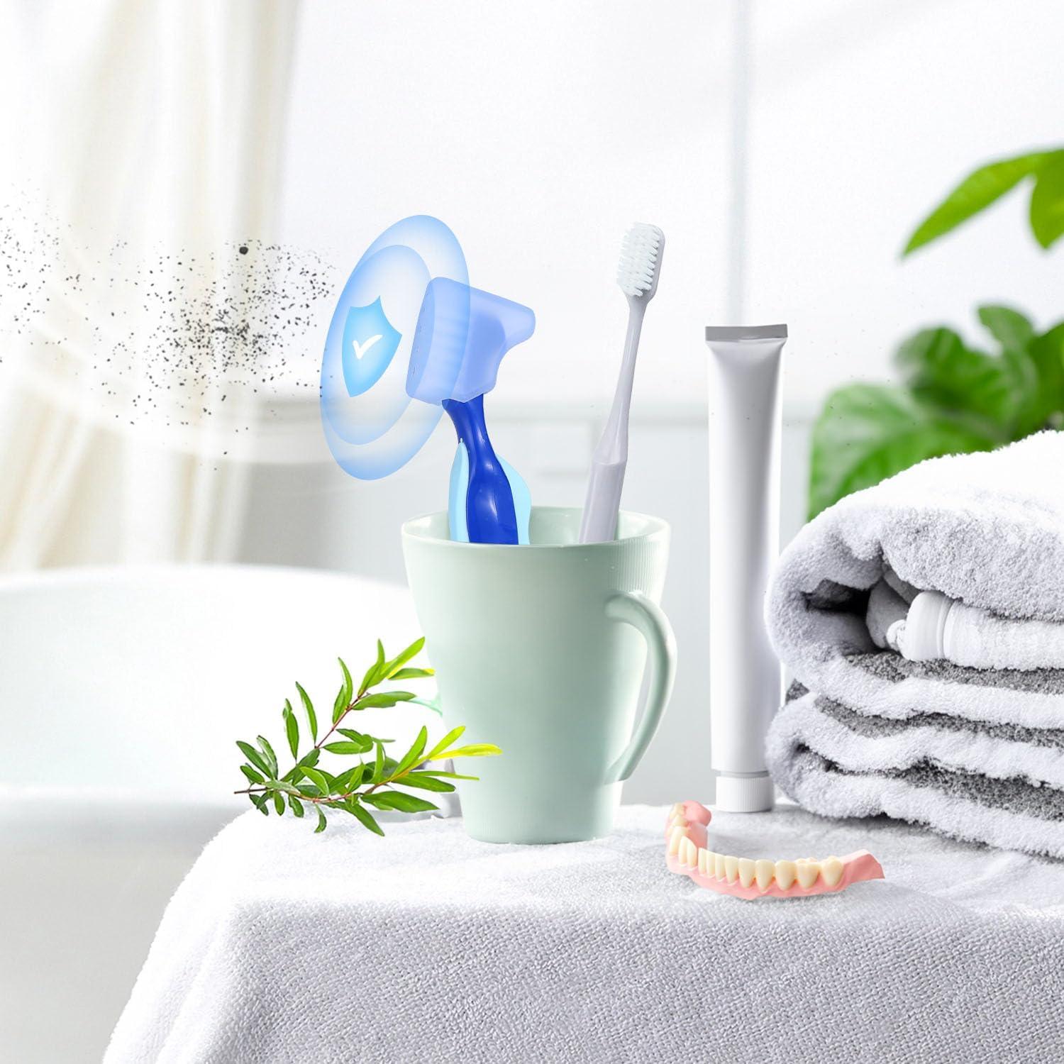 Funda de Cepillo de Dentadura Anbbas 2pcs Silicona Verde y Rosa