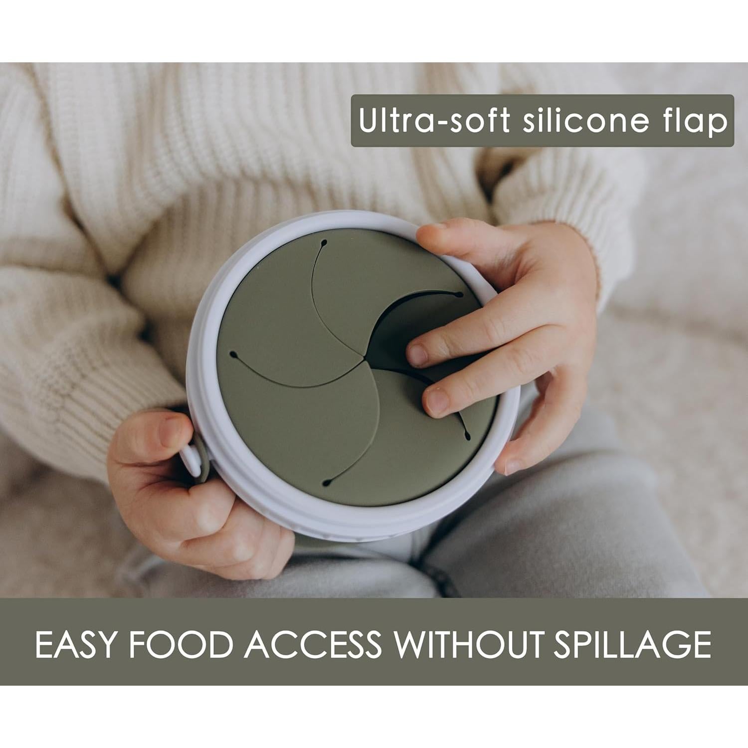 Taza de bocadillos para niños Tegion 12 oz silicona verde