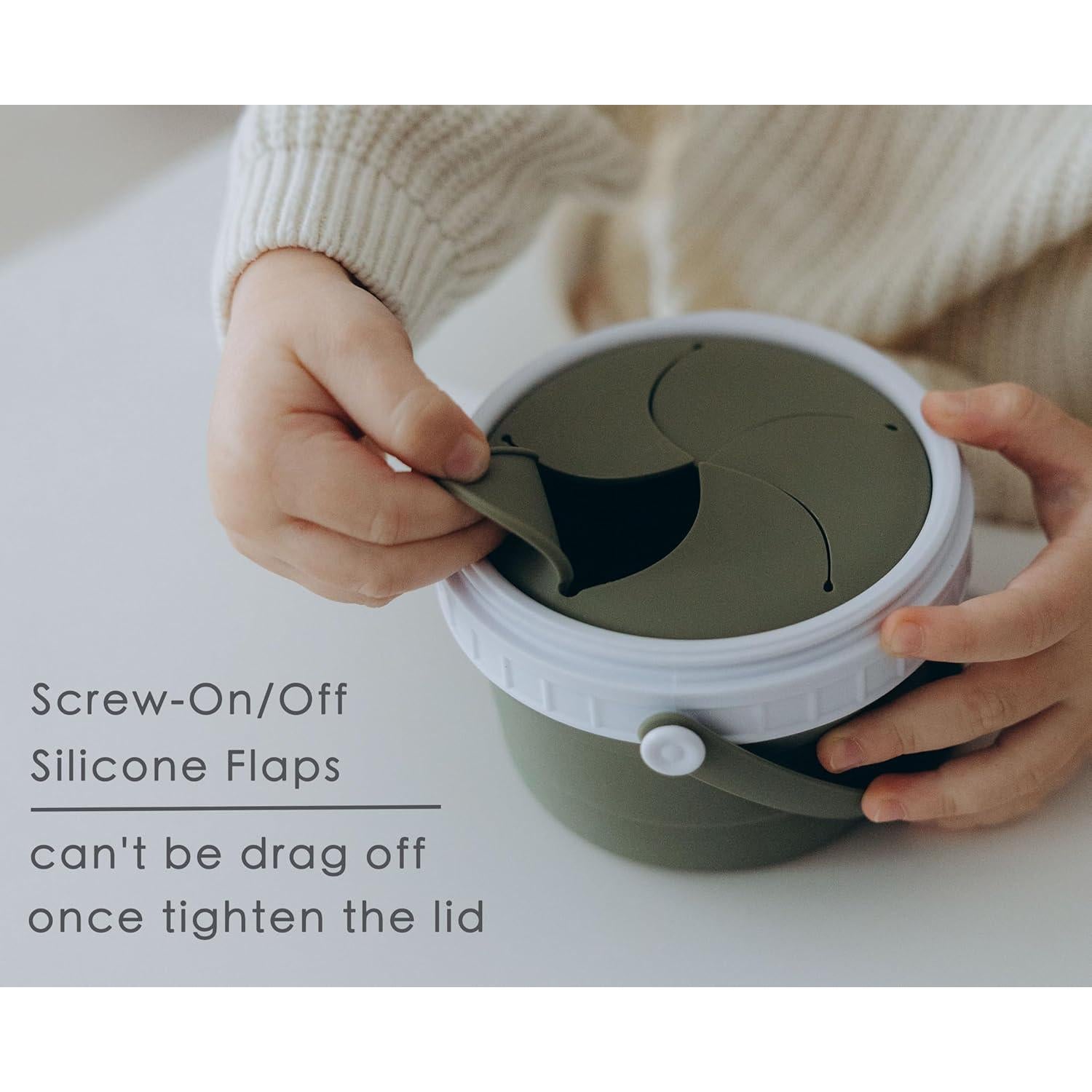 Taza de bocadillos para niños Tegion 12 oz silicona verde