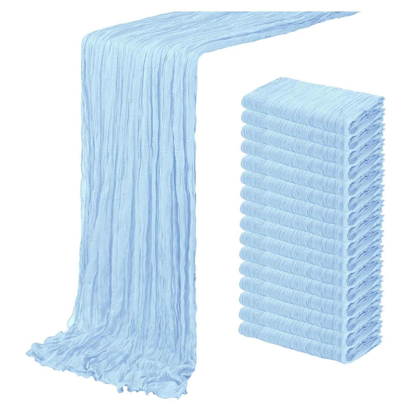 Paquete de 16 Caminos de Mesa de Gasa Azul Bebé 50.8 x 304.8 cm