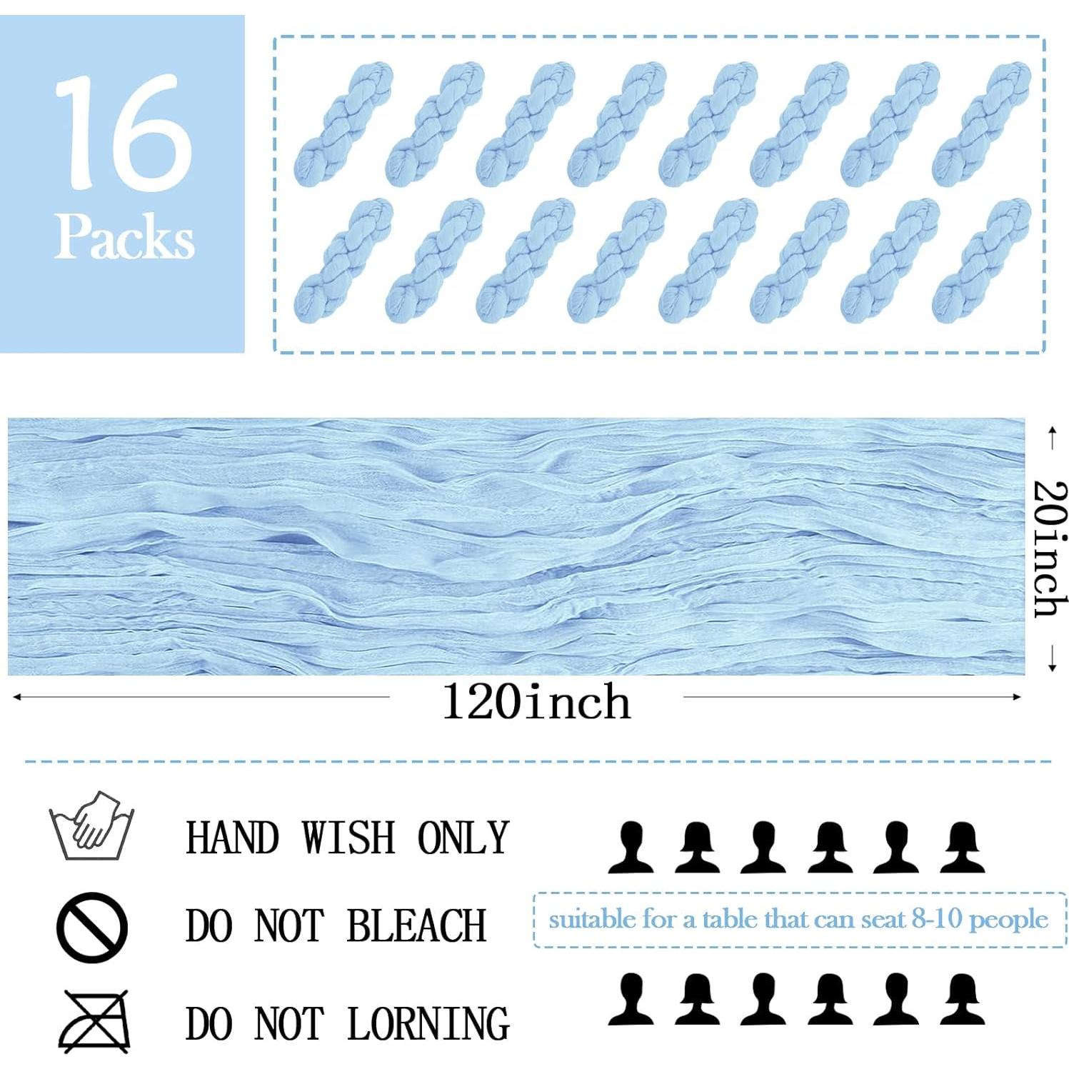 Paquete de 16 Caminos de Mesa de Gasa Azul Bebé 50.8 x 304.8 cm