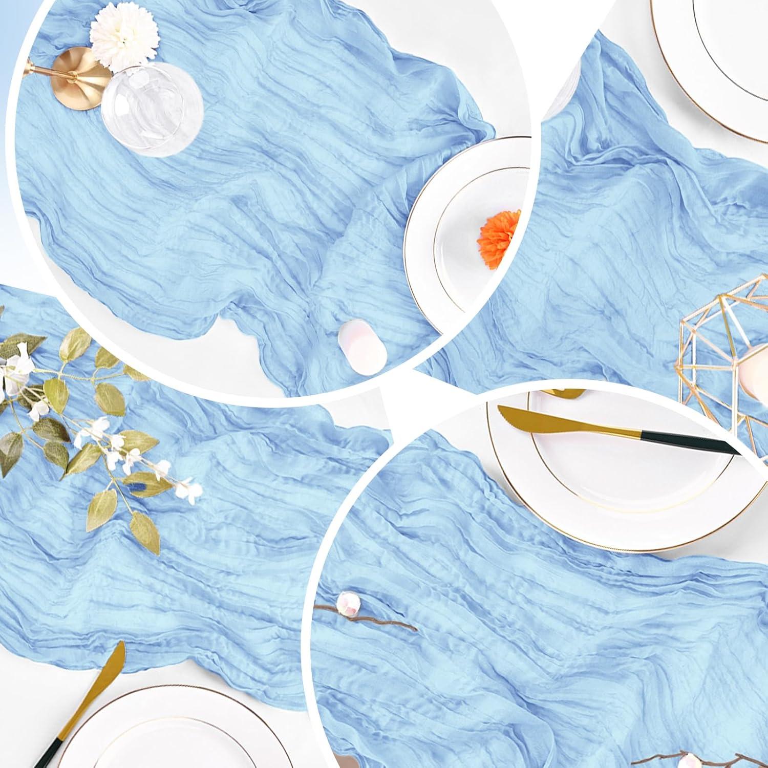 Paquete de 16 Caminos de Mesa de Gasa Azul Bebé 50.8 x 304.8 cm