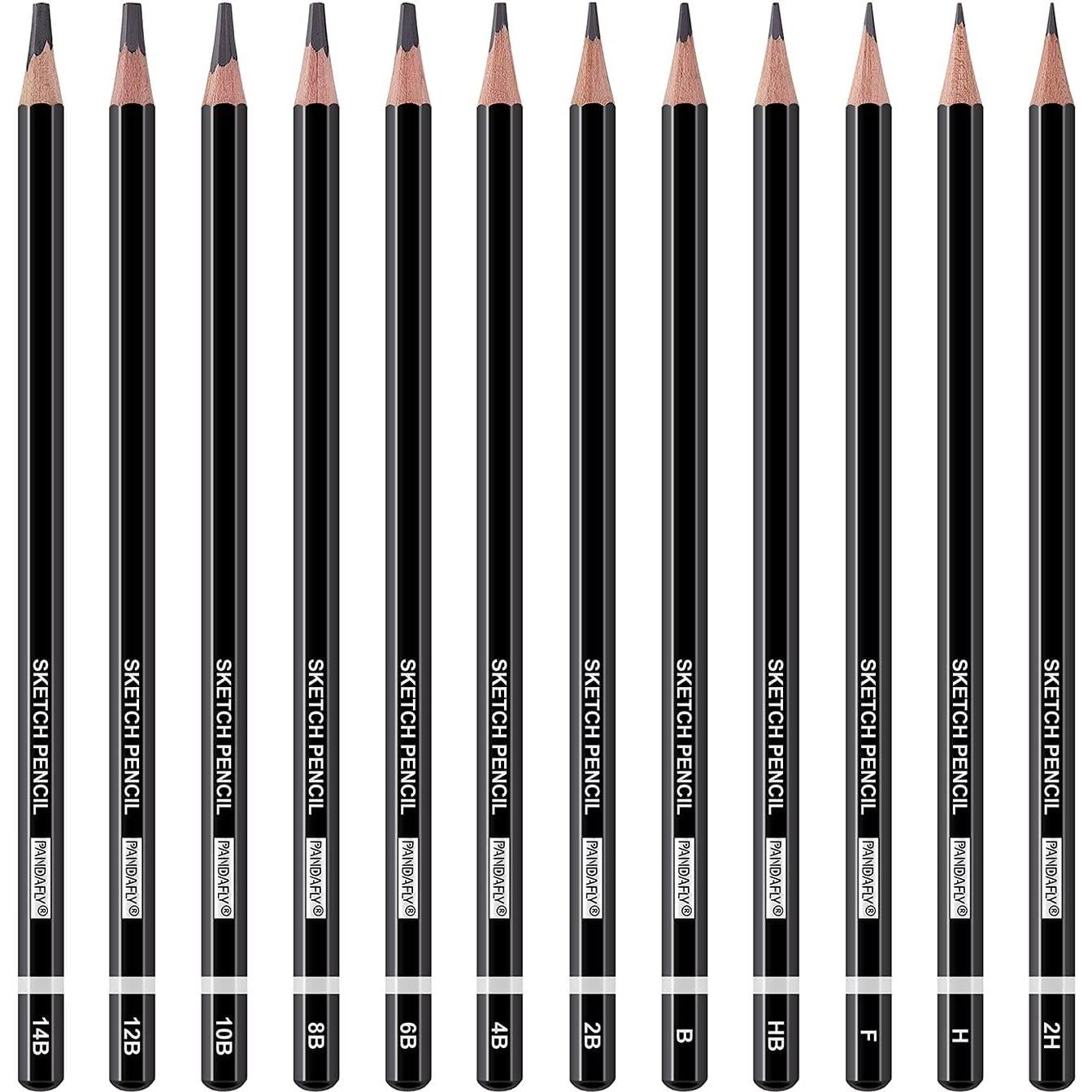 Juego de Lápices de Dibujo PANDAFLY - 12 Piezas Grafito