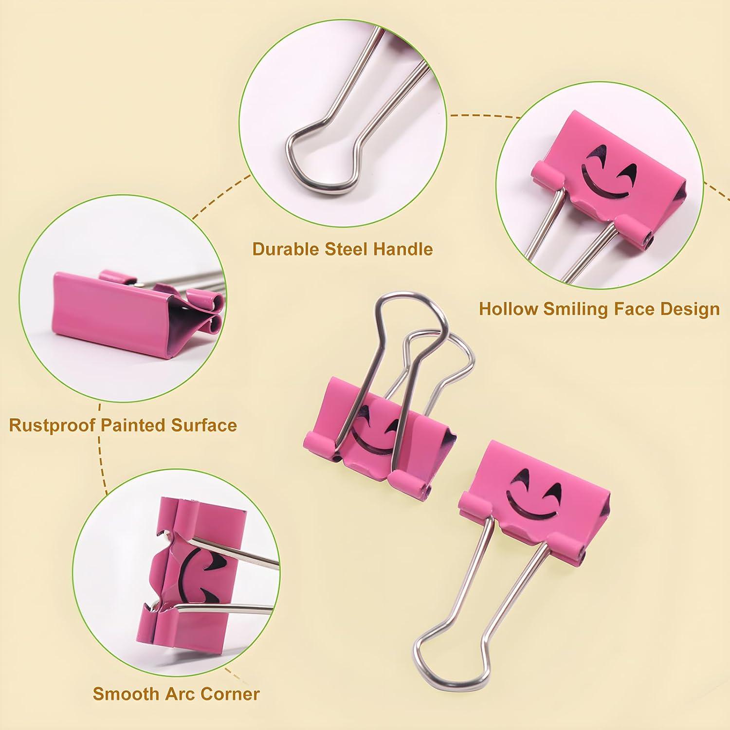 Clips de Papel Sonrientes Coideal - 40 Pcs 19mm Metálicos