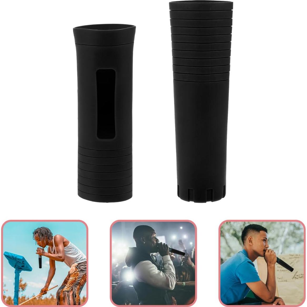 Cubierta de Silicona para Mango de Micrófono 2PCS - Negra