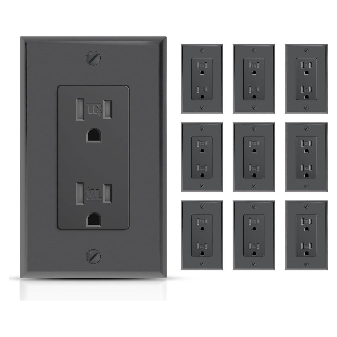 Receptáculo Eléctrico de Pared TOPELER Negro 15A a Prueba de Manipulación