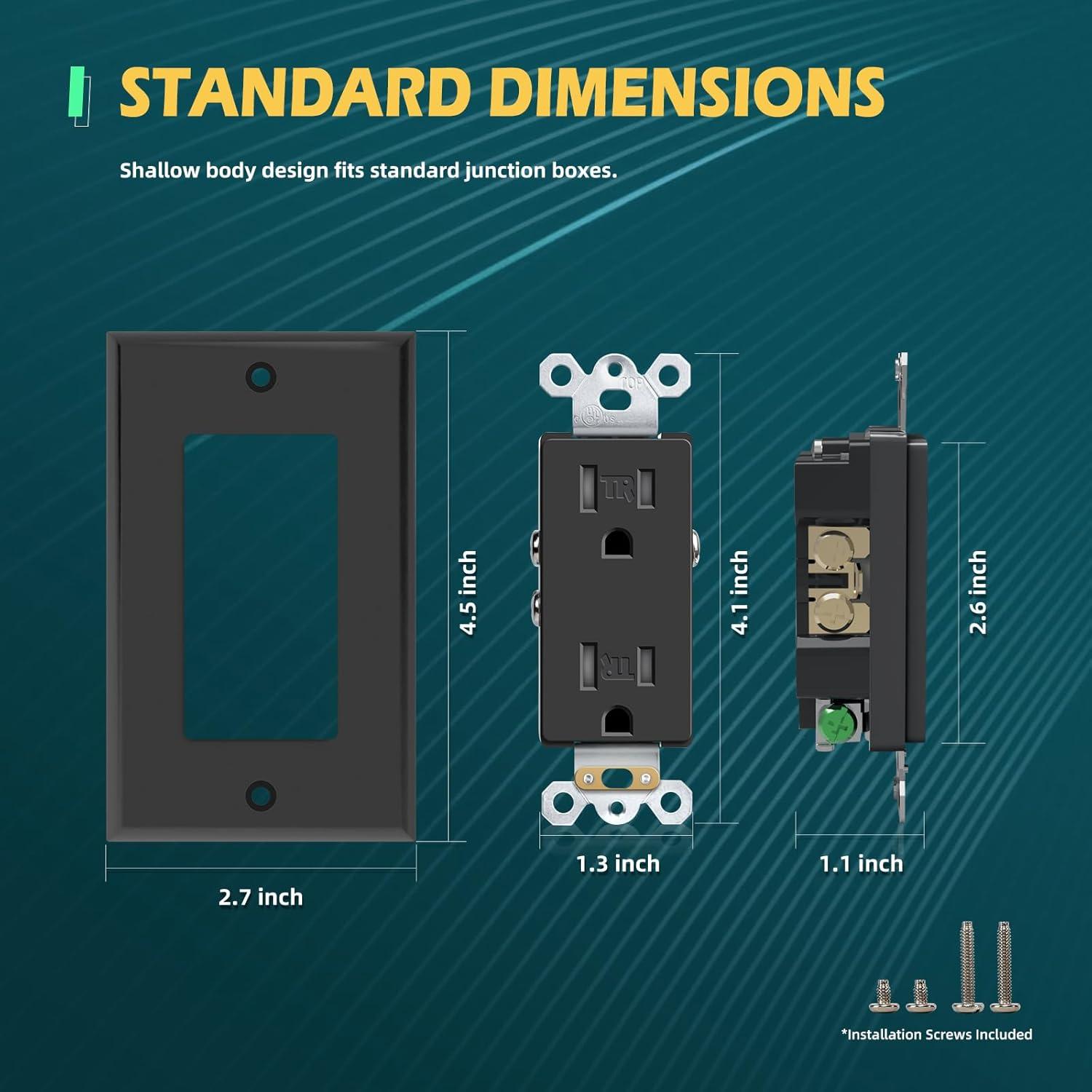 Receptáculo Eléctrico de Pared TOPELER Negro 15A a Prueba de Manipulación