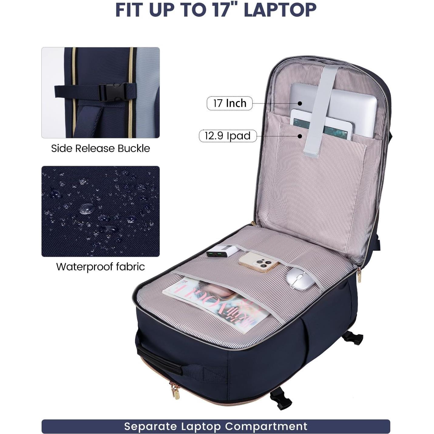 Mochila de Viaje LOVEVOOK 40L Unisex Aprobada por Aerolíneas