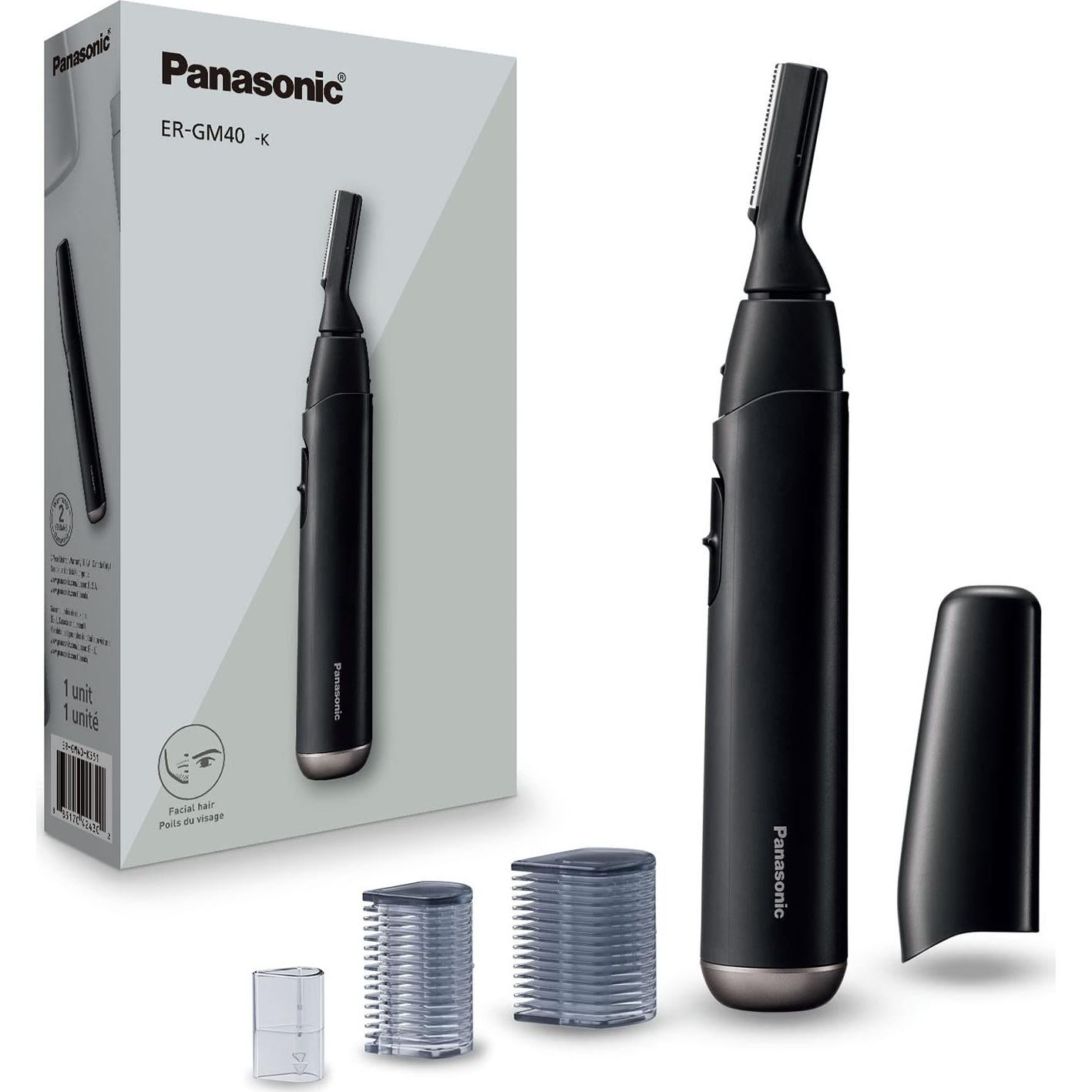 Recortadora Facial Panasonic ER-GM40-K, Húmedo/Seco, Negro