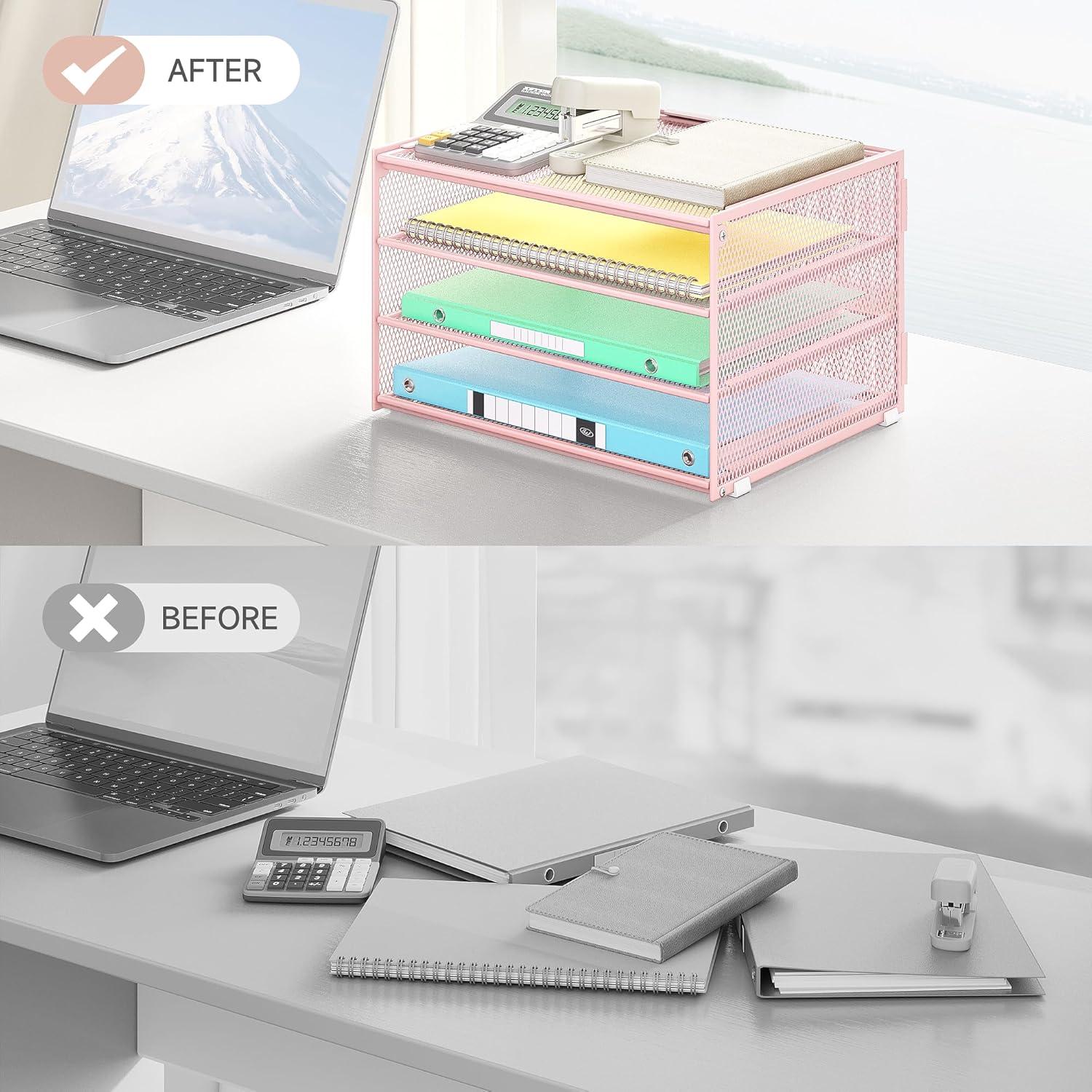 Organizador de Papel de Escritorio Lavatino Rosa 3 Niveles