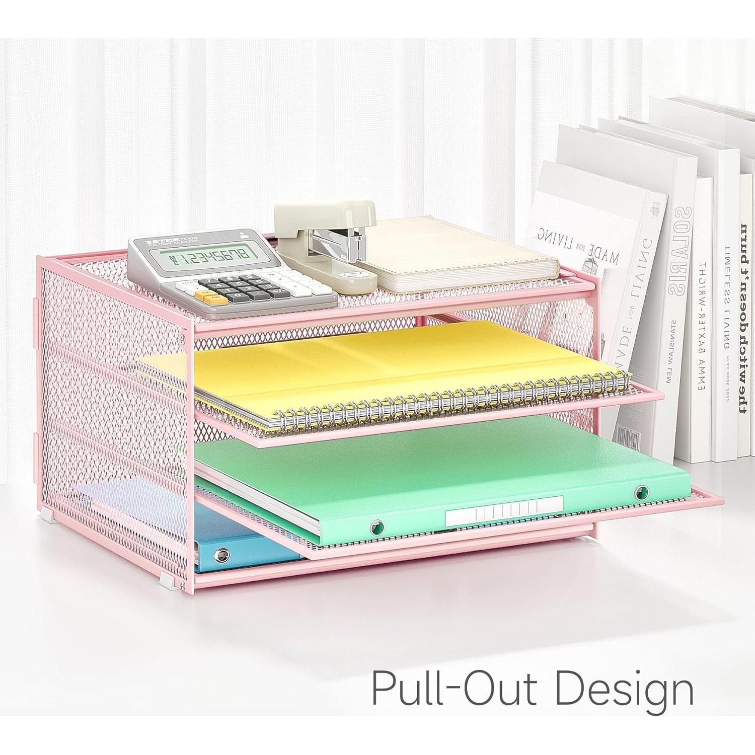 Organizador de Papel de Escritorio Lavatino Rosa 3 Niveles