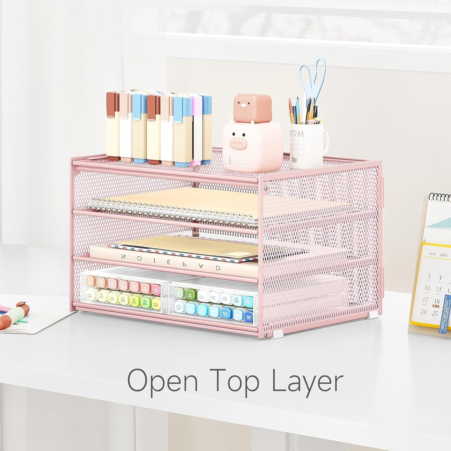 Organizador de Papel de Escritorio Lavatino Rosa 3 Niveles