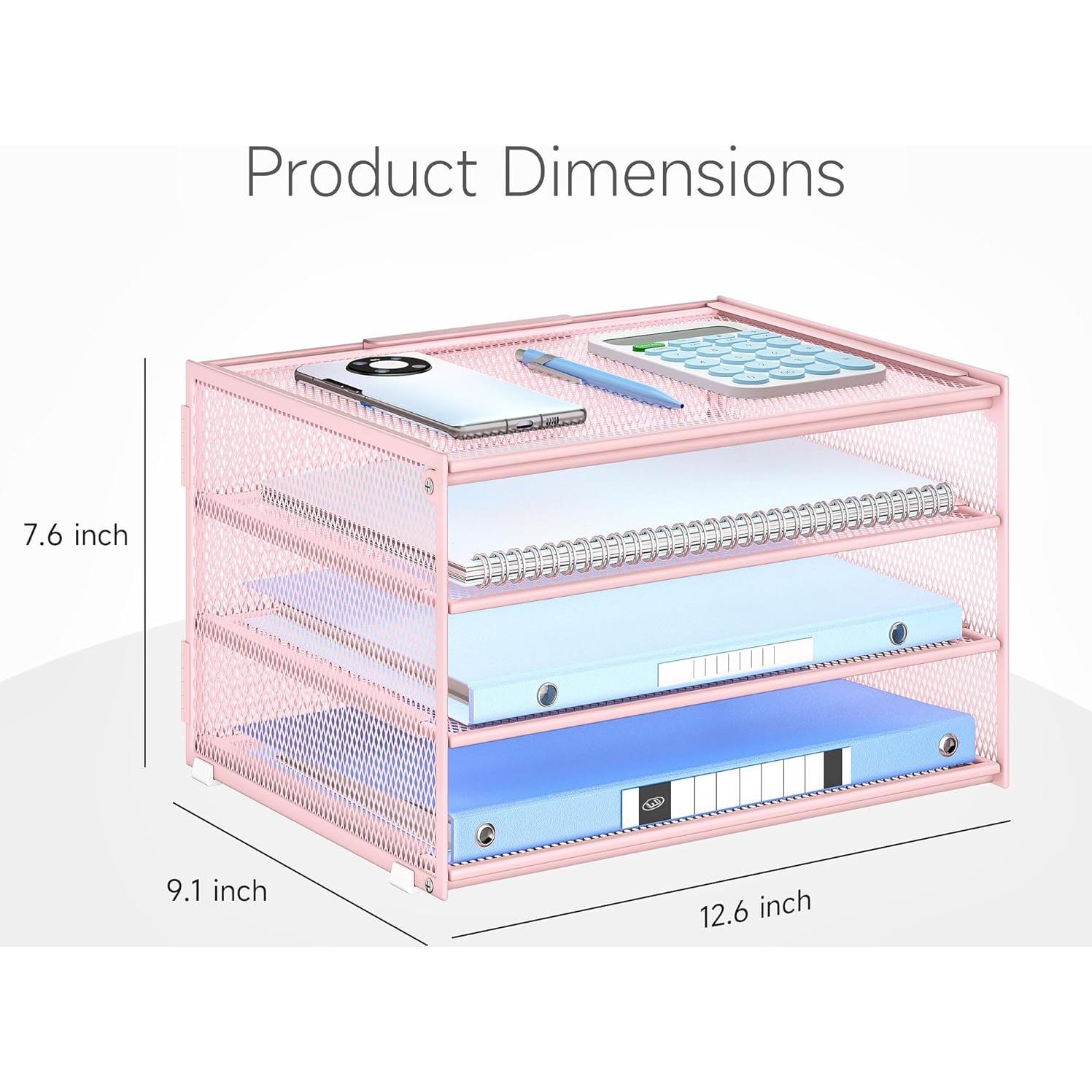 Organizador de Papel de Escritorio Lavatino Rosa 3 Niveles