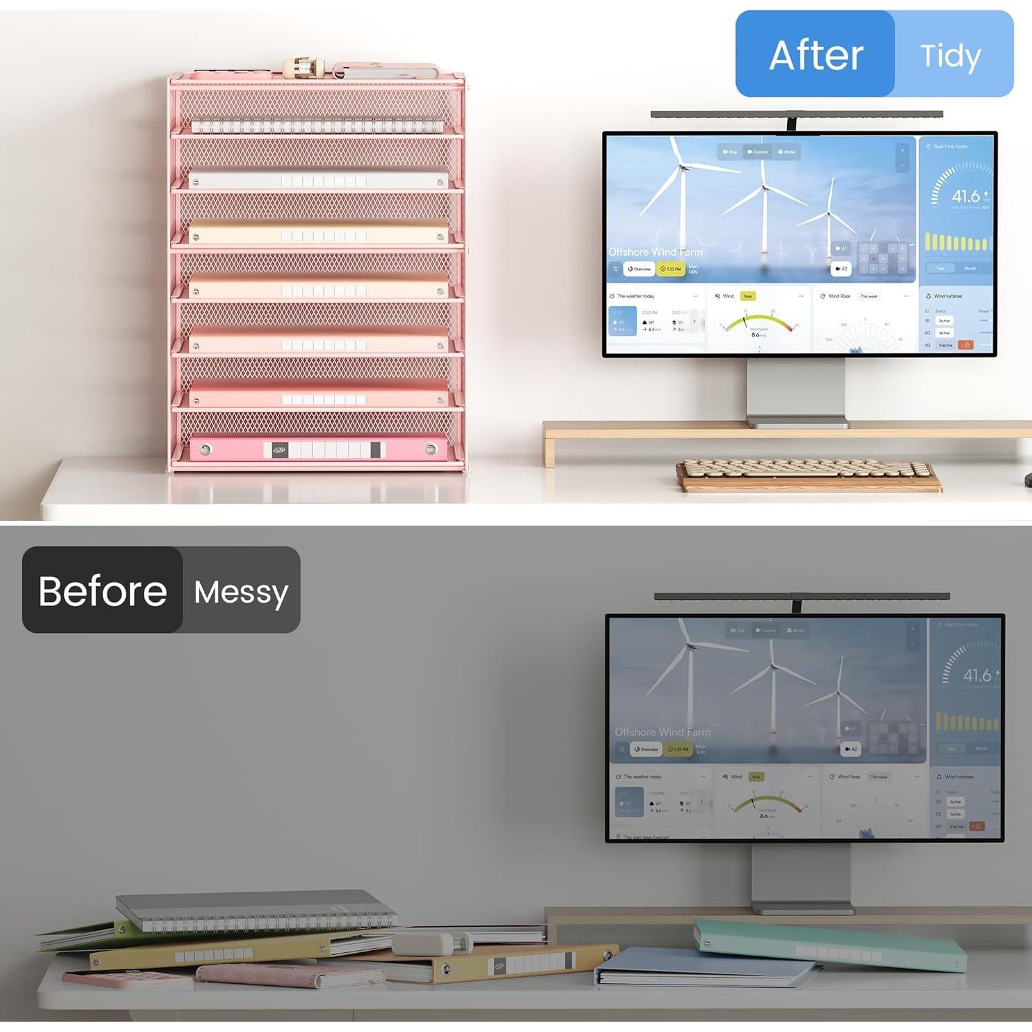 Organizador de Escritorio Lavatino 8 Niveles Rosa Metal