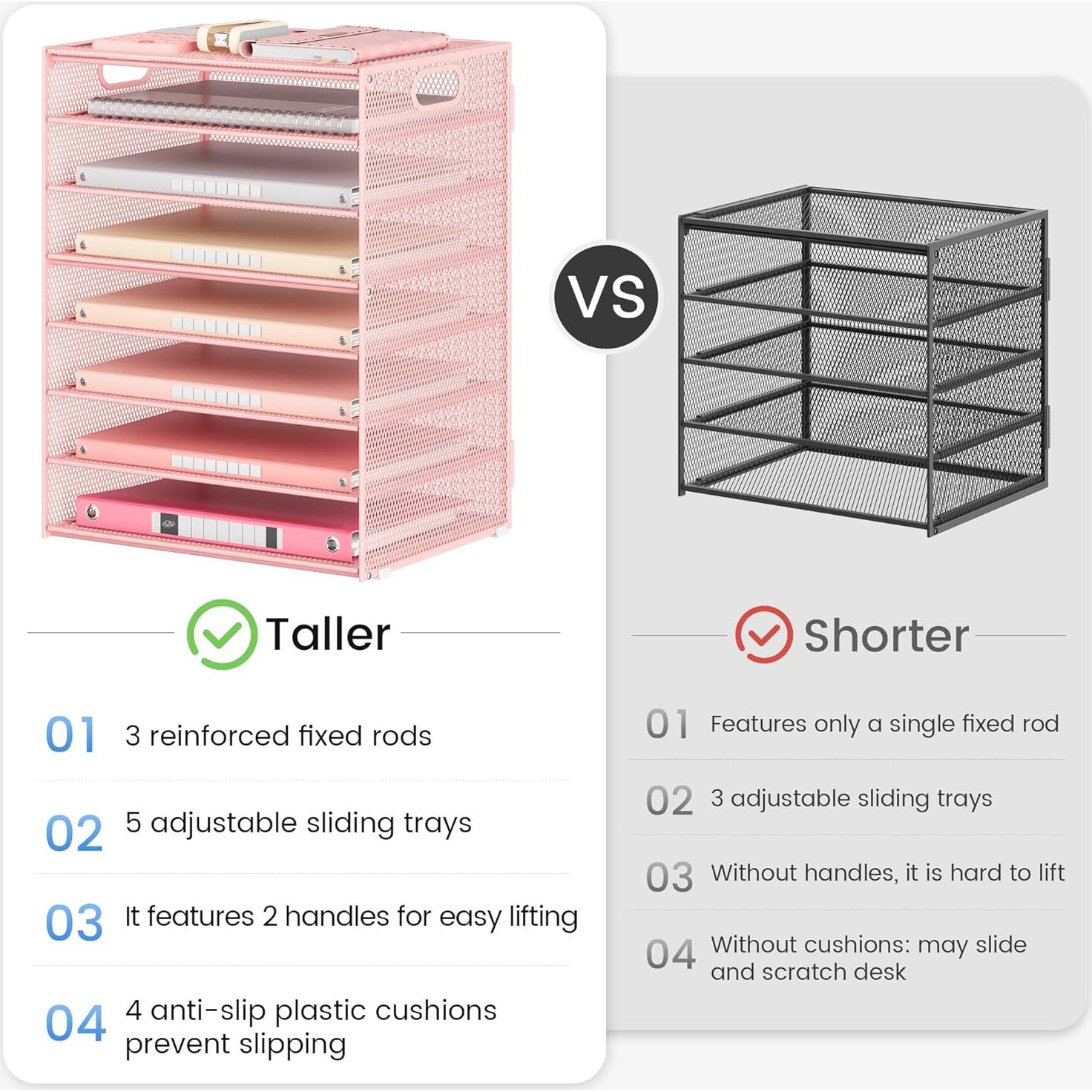 Organizador de Escritorio Lavatino 8 Niveles Rosa Metal