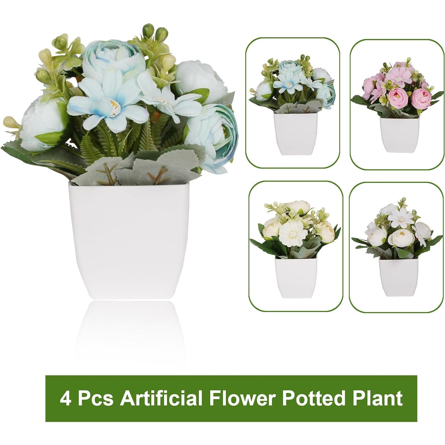 4 Mini Plantas Falsas de Camelia en Maceta Yoratee