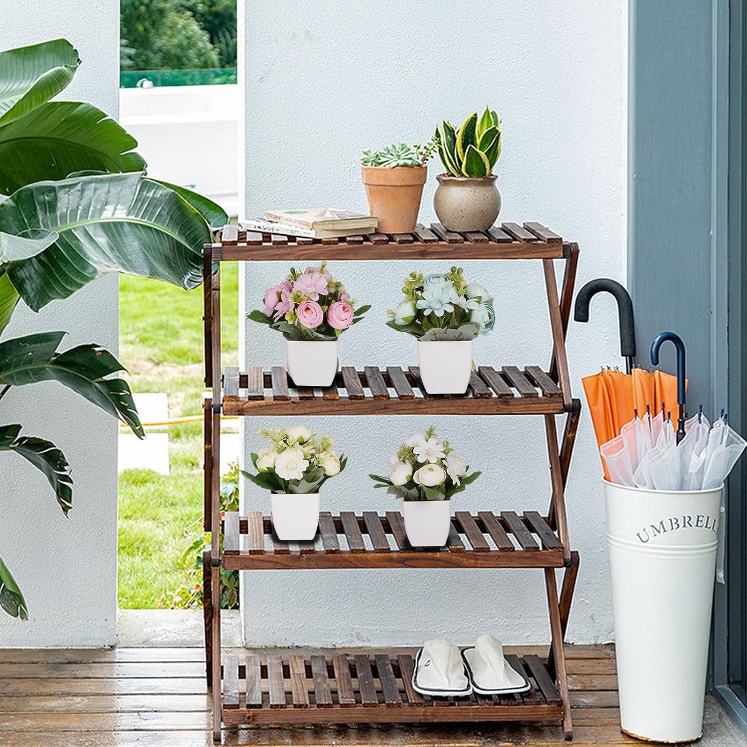 4 Mini Plantas Falsas de Camelia en Maceta Yoratee