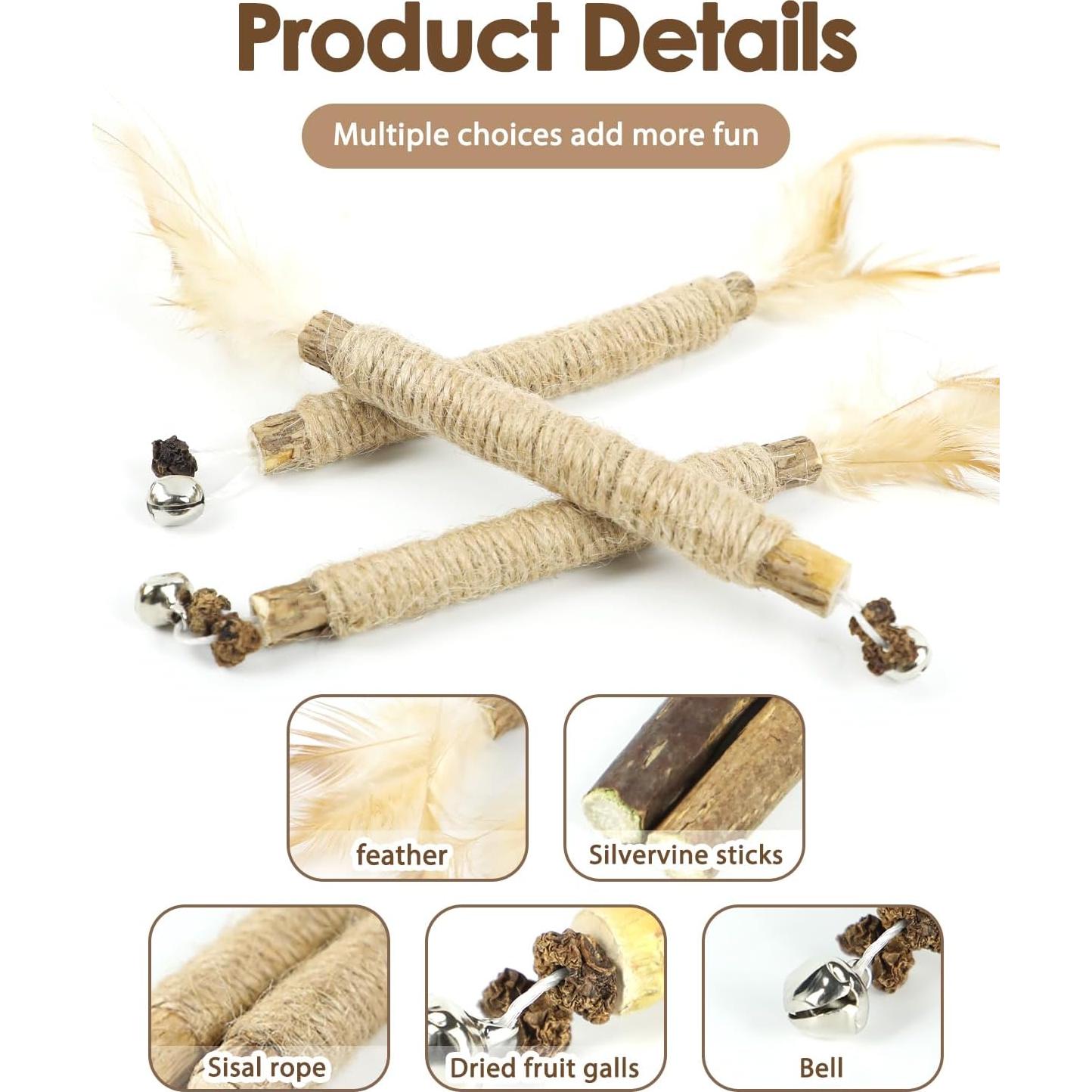 Juguetes Masticables para Gatitos Tocirelo - 6 Piezas con Plumas