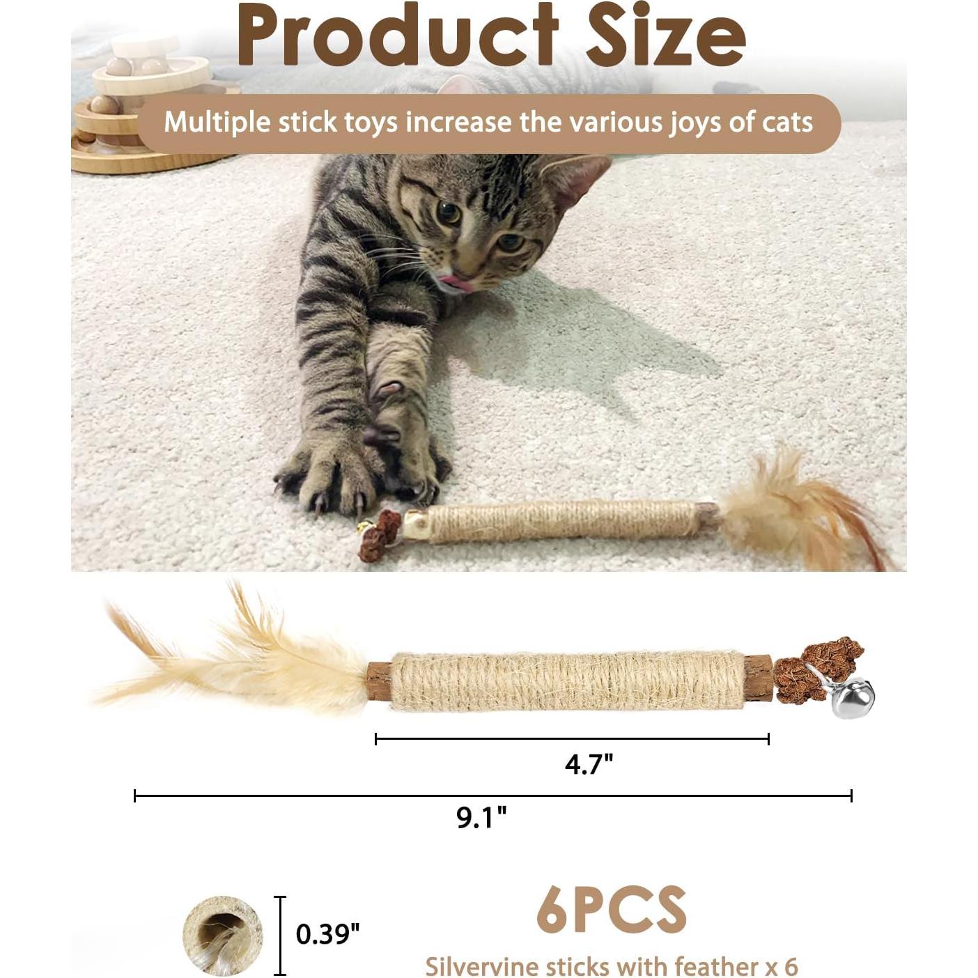 Juguetes Masticables para Gatitos Tocirelo - 6 Piezas con Plumas