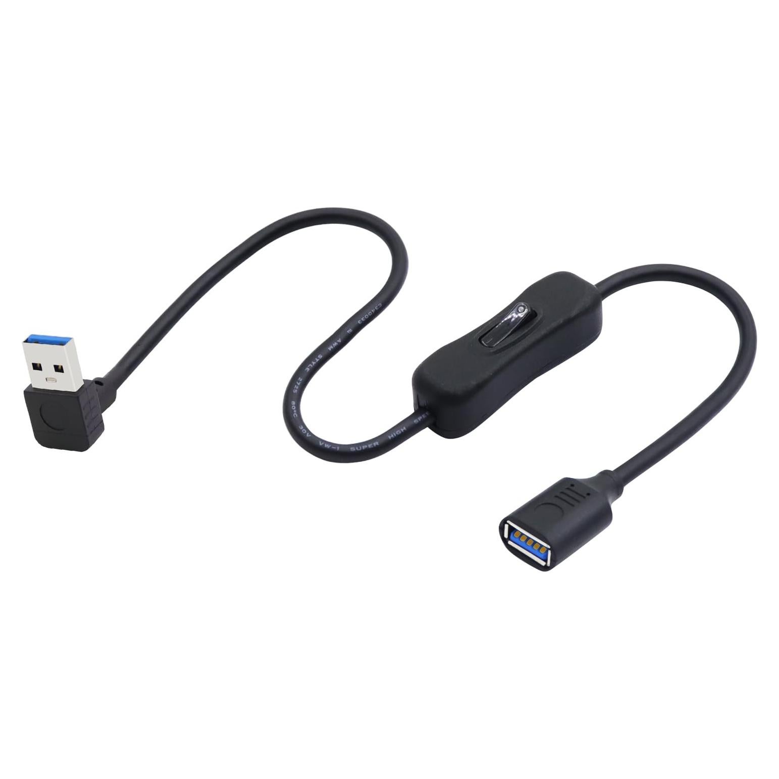 Cable de Extensión USB 3.0 90 Grados LANMINGLEL 0.5M con Interruptor